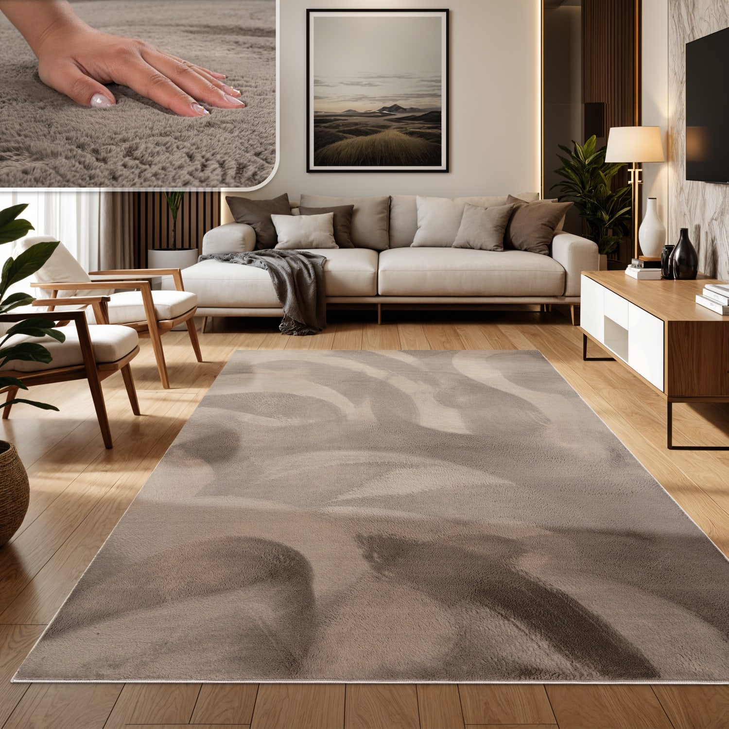 Flauschteppich Soft Taupe