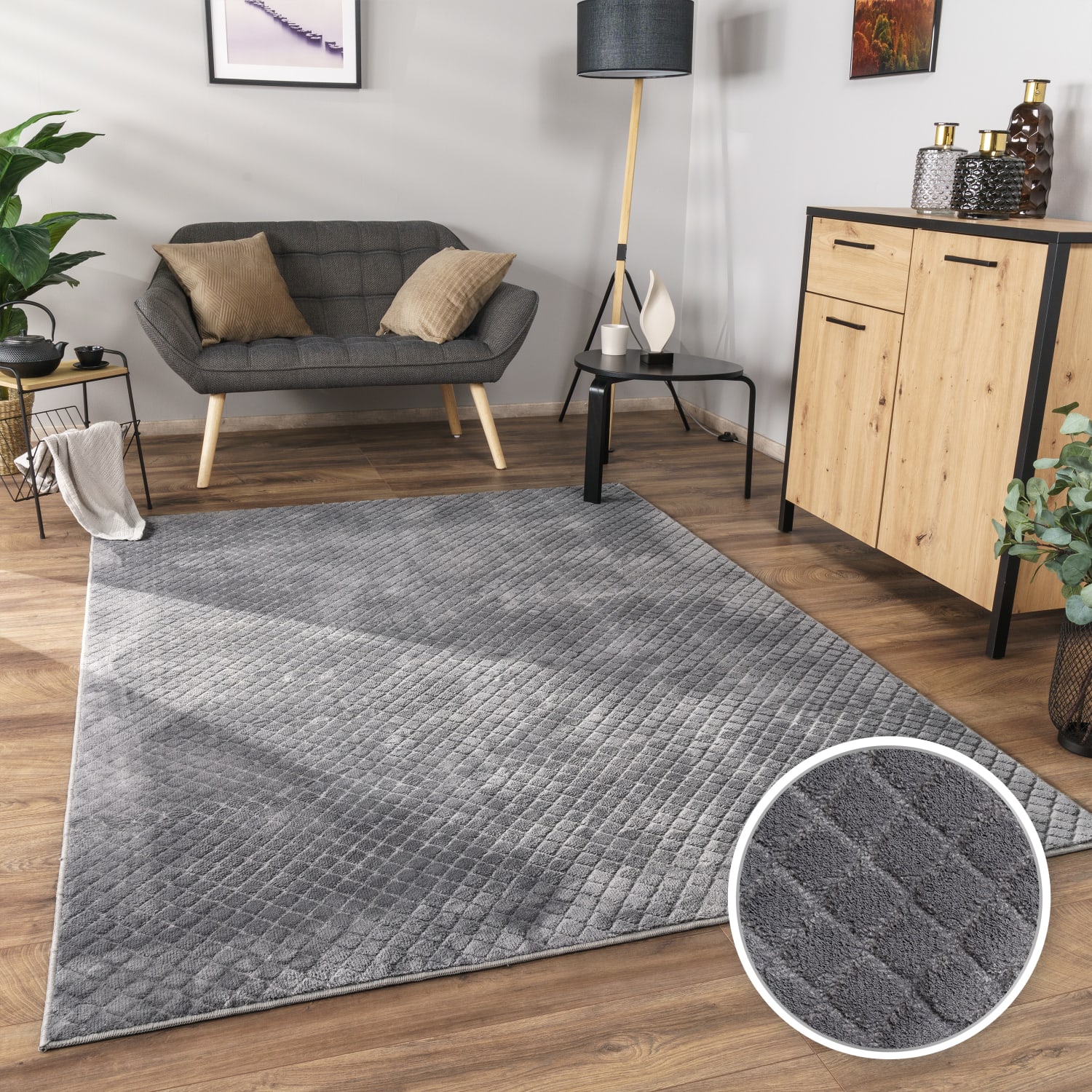 Teppich waschbar Rotterdam | Anthrazit | 60x100 cm