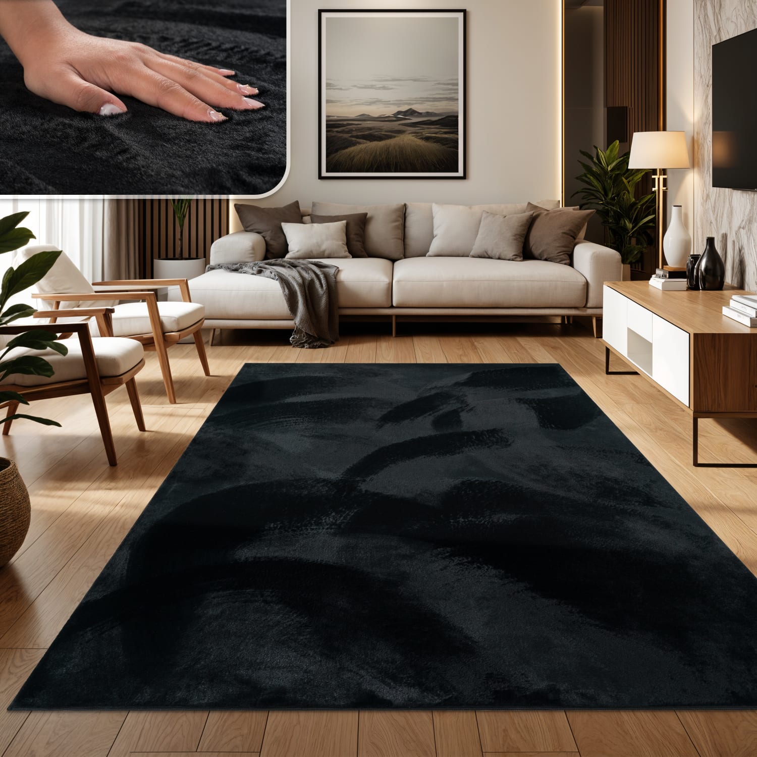 Flauschteppich Soft Schwarz