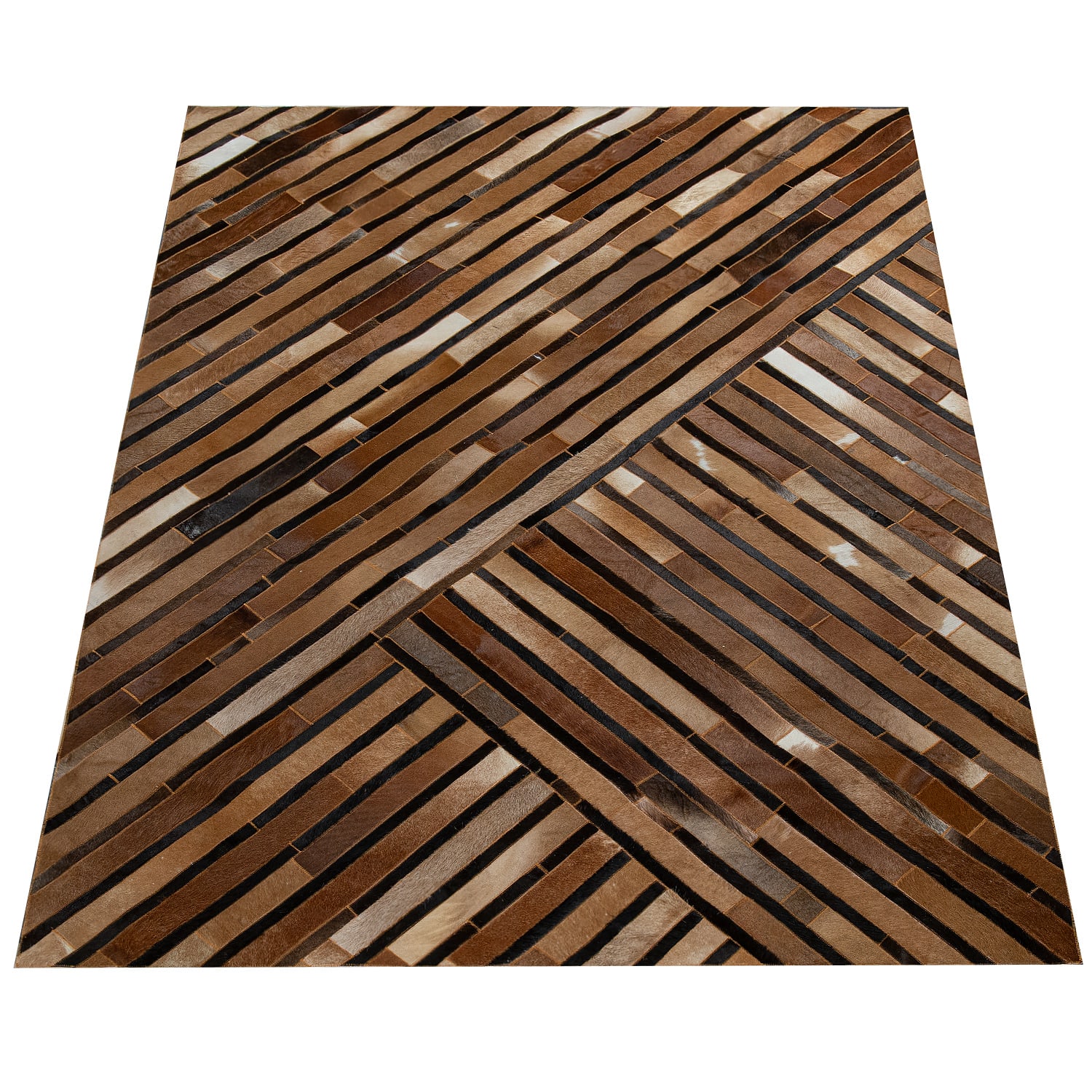 Handgefertigter Lederteppich Western Braun