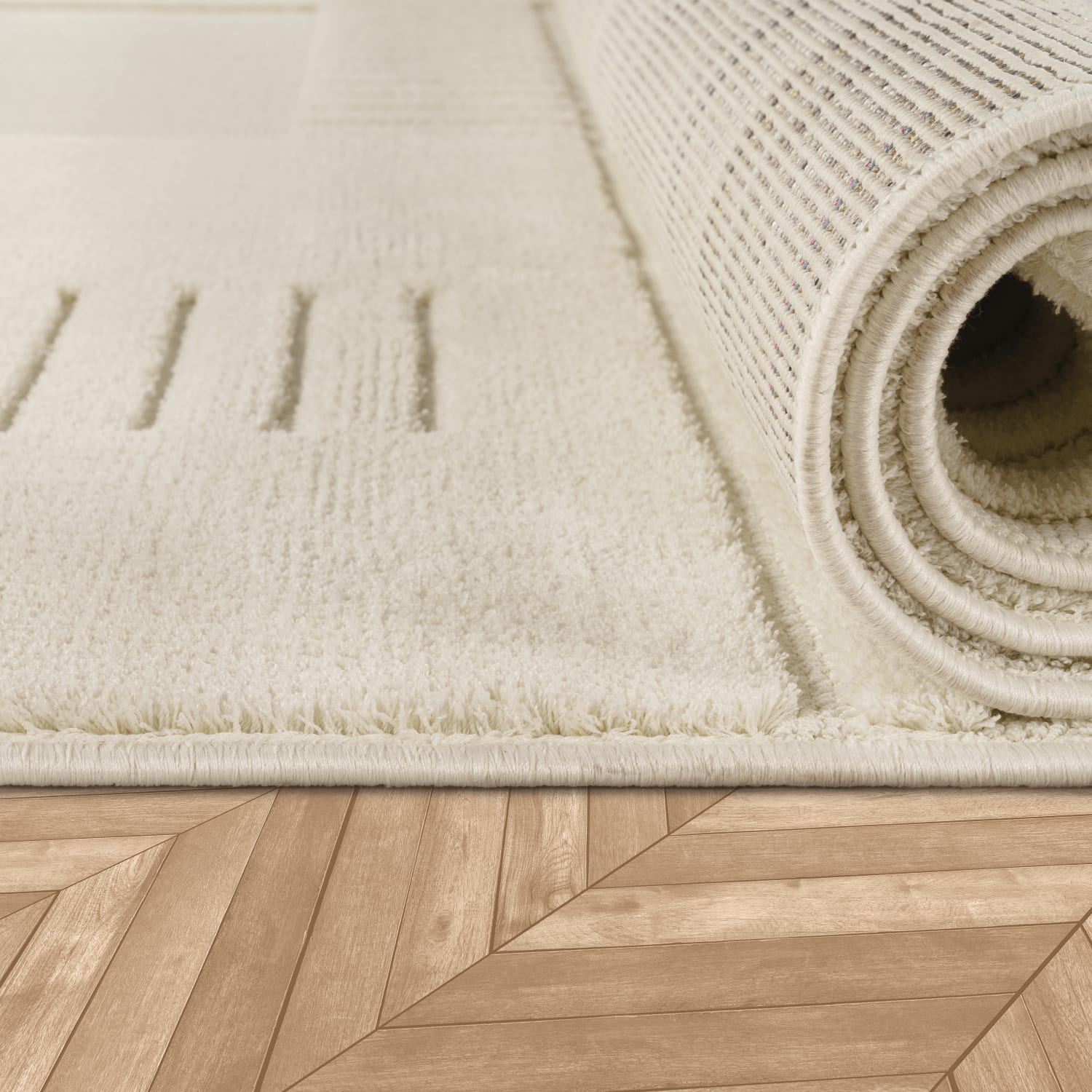 Moderner-Teppich Girit Creme