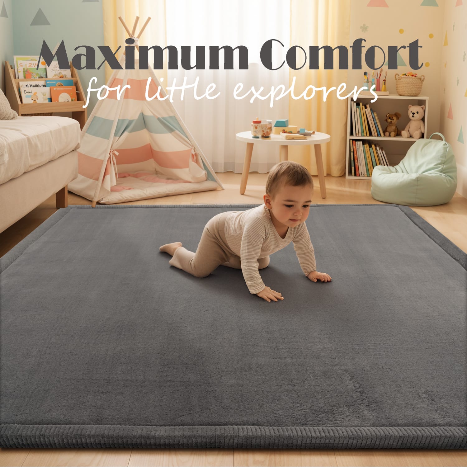 Kinderteppich waschbar Tatami Anthrazit