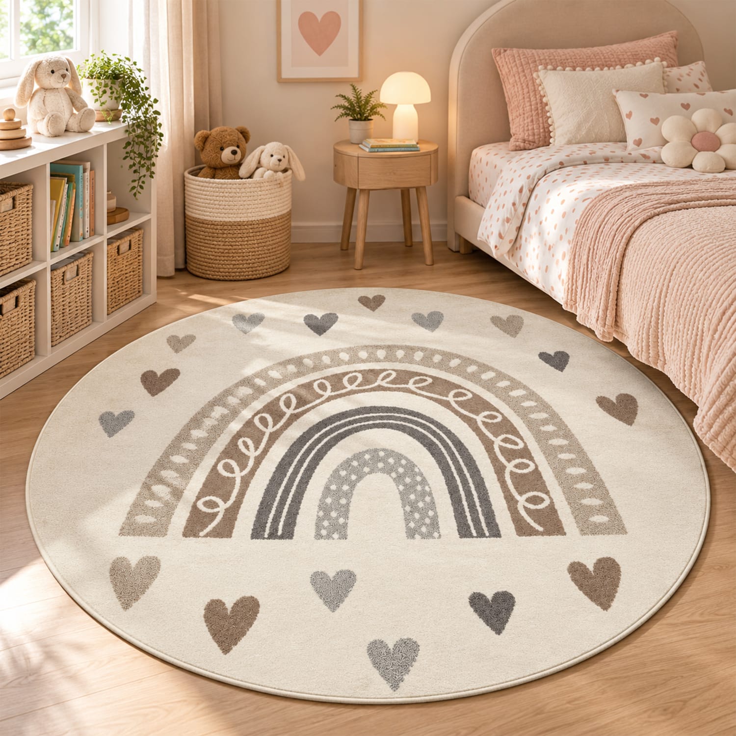 Kinder-teppich Nino | Beige | 200 cm rund
