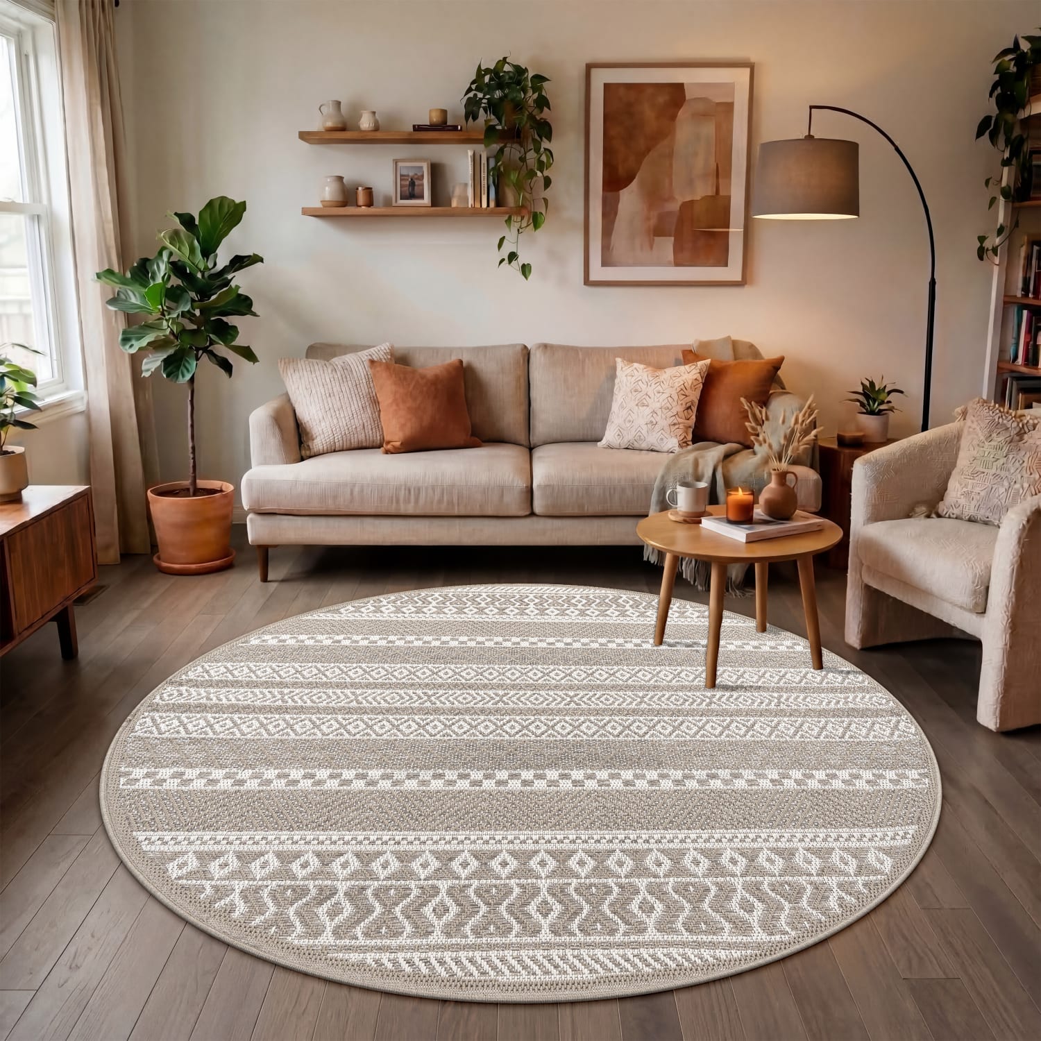 In- & outdoor-teppich Vermont | Beige | 160 cm rund