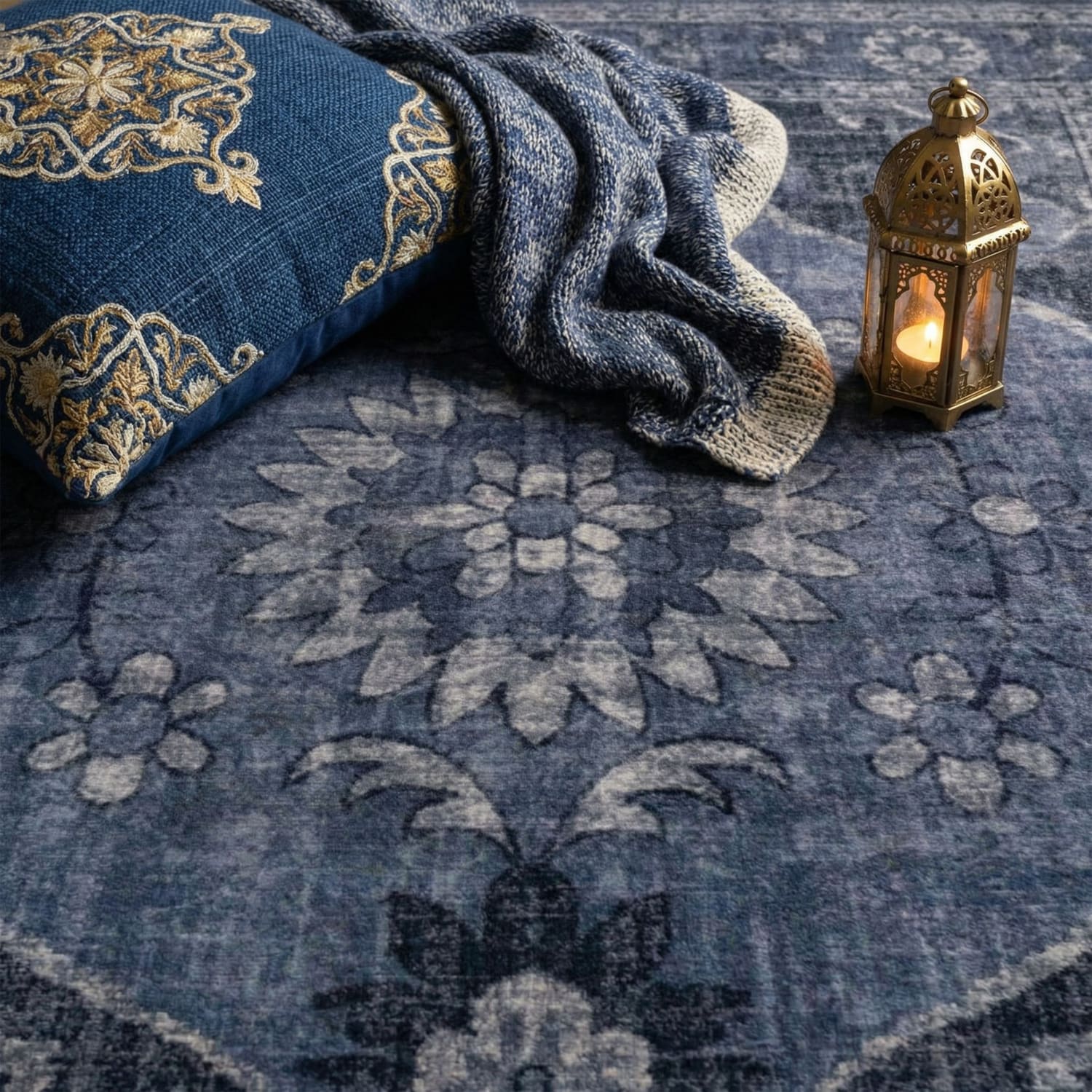 Teppich waschbar Semer Blau