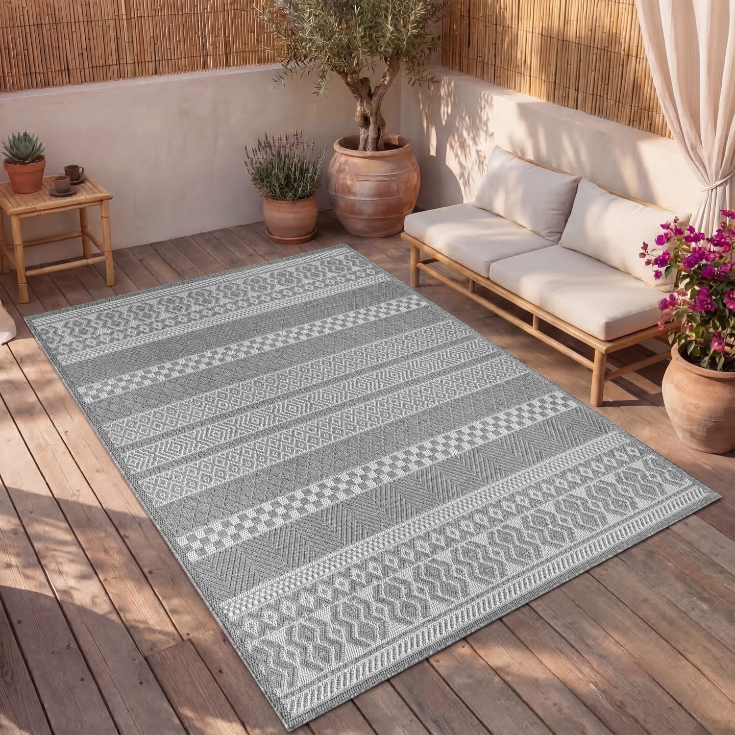 In- & Outdoor-Teppich Vermont Weiß-Grau