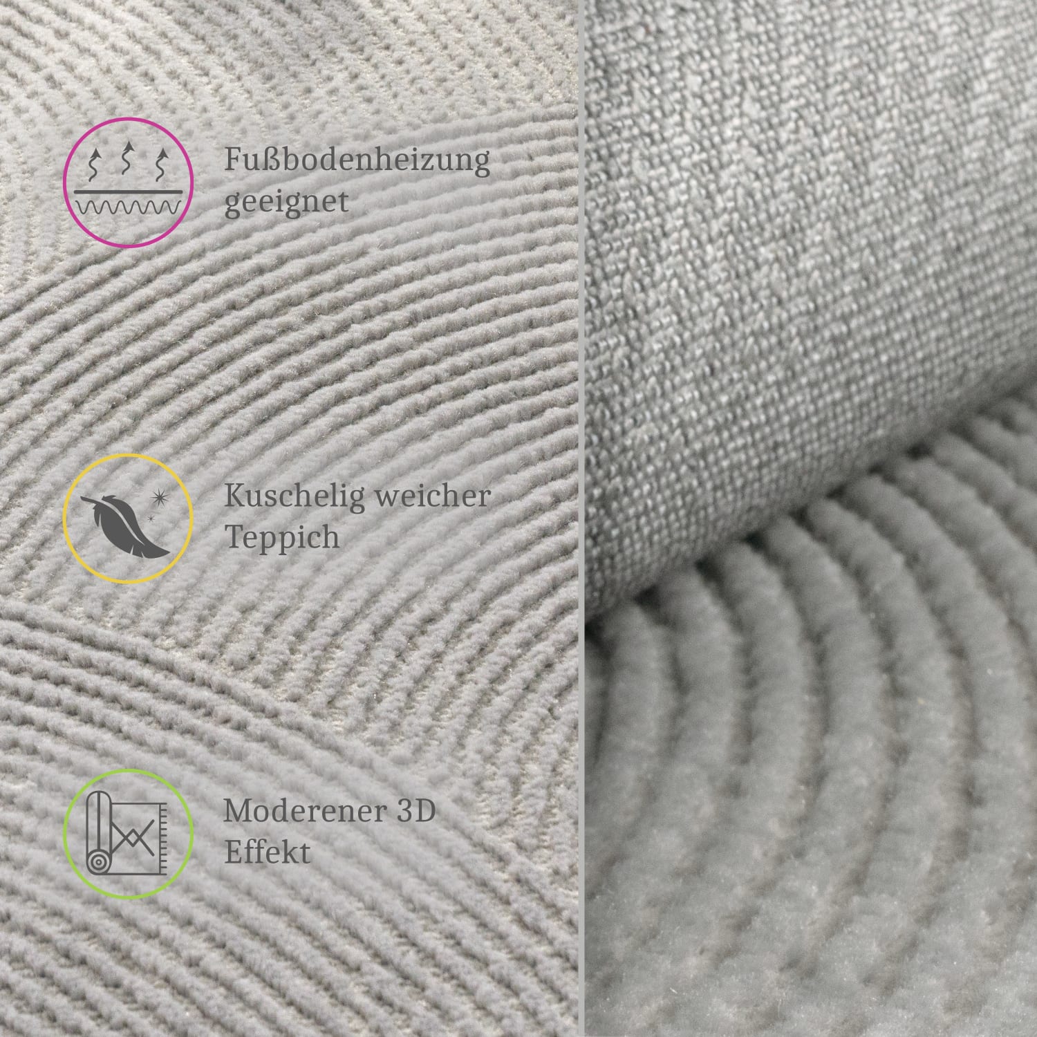 Moderner-Teppich Tinos Anthrazit