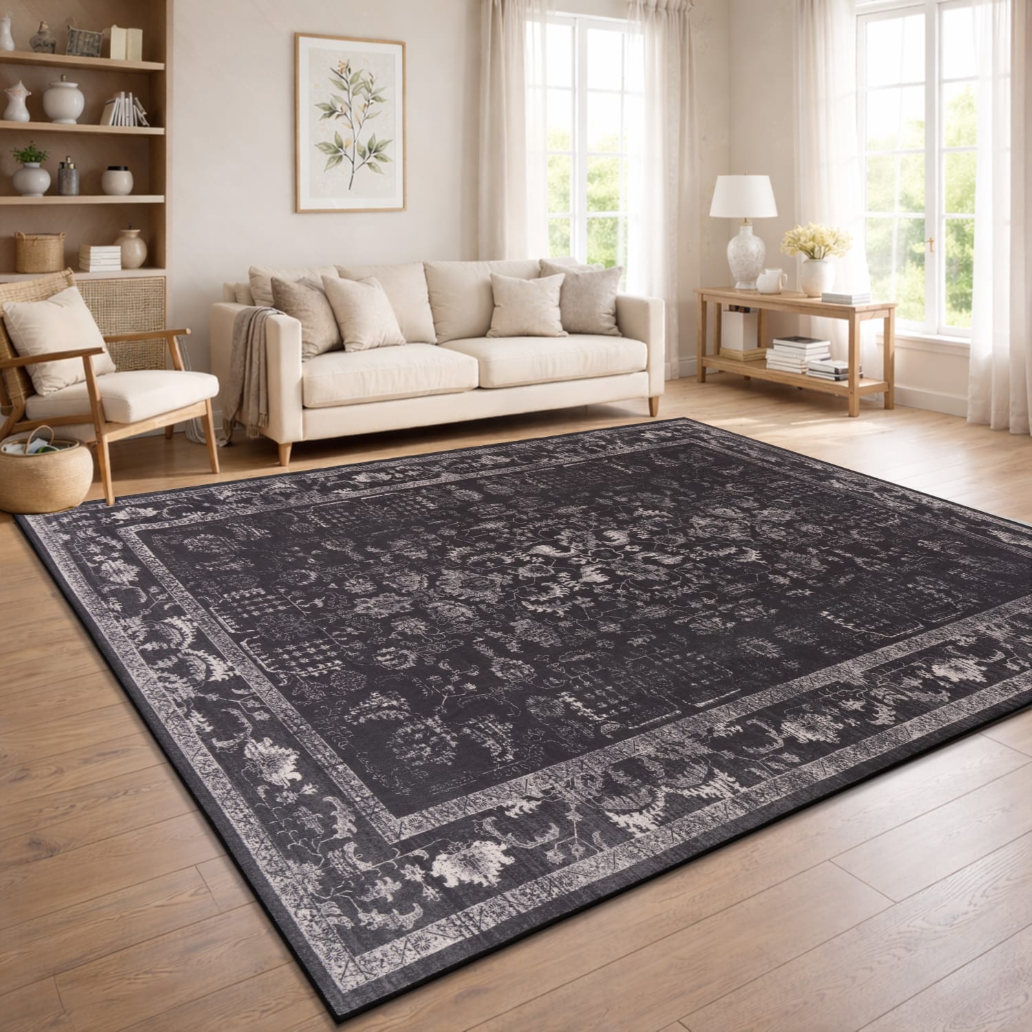 Teppich waschbar Semer | Anthrazit | 120x160 cm