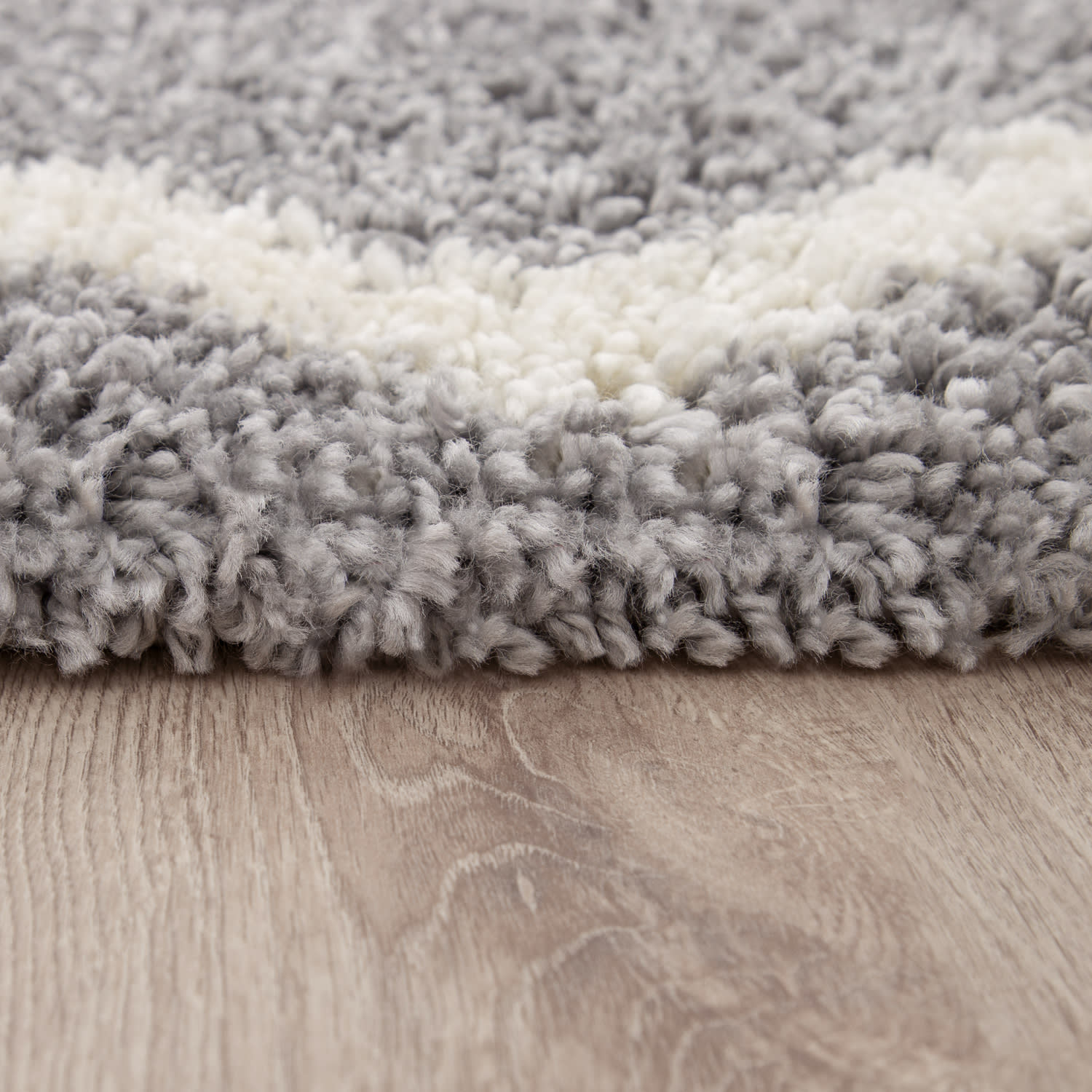 Hochflorteppich Arezzo Grau-Weiß