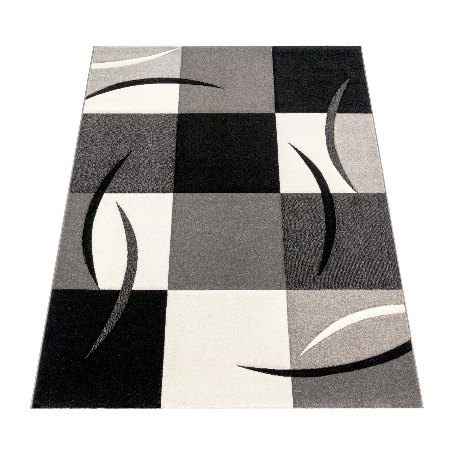 Moderner-Teppich Diamond Schwarz-Weiß