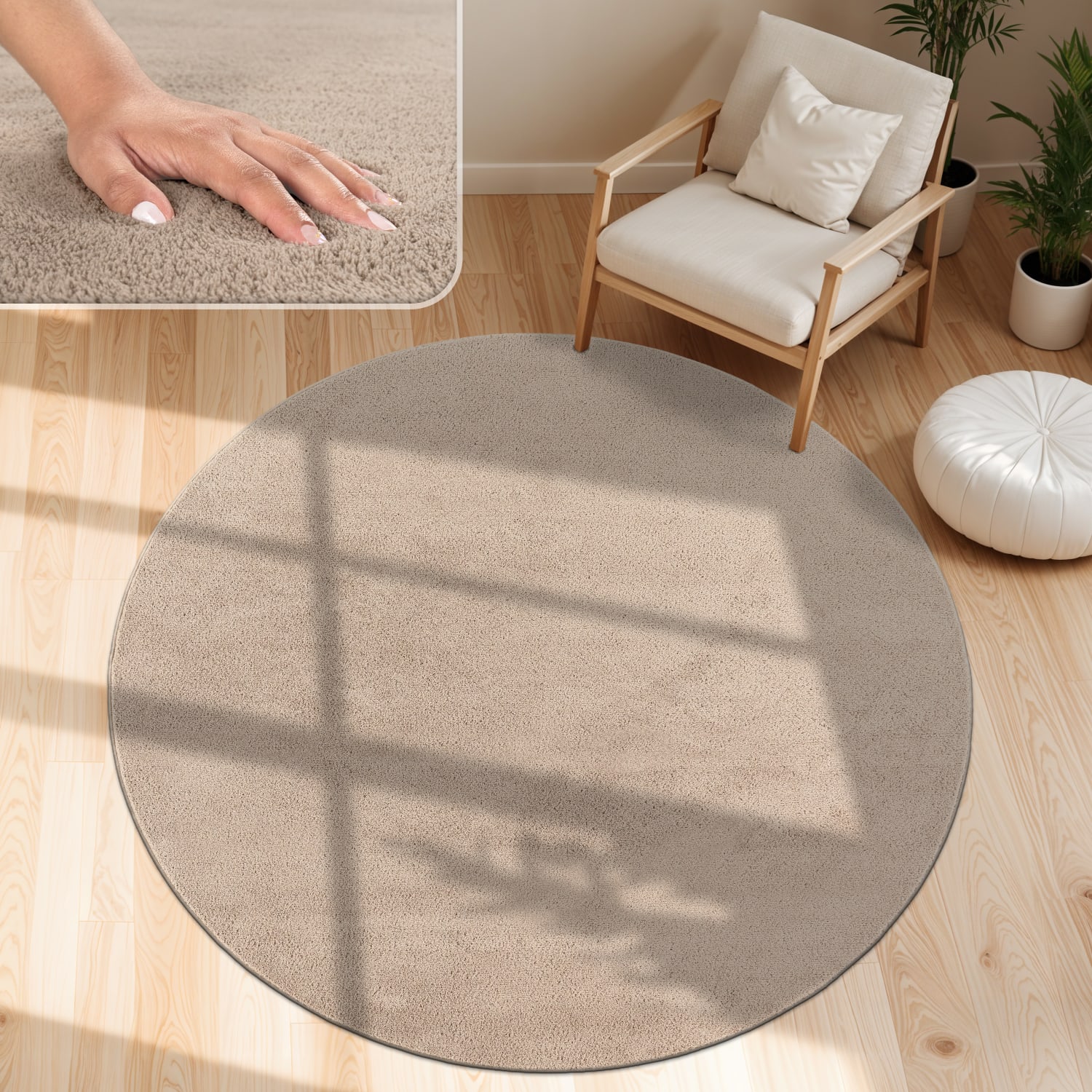 Teppich Cadiz | Taupe | 80 cm rund