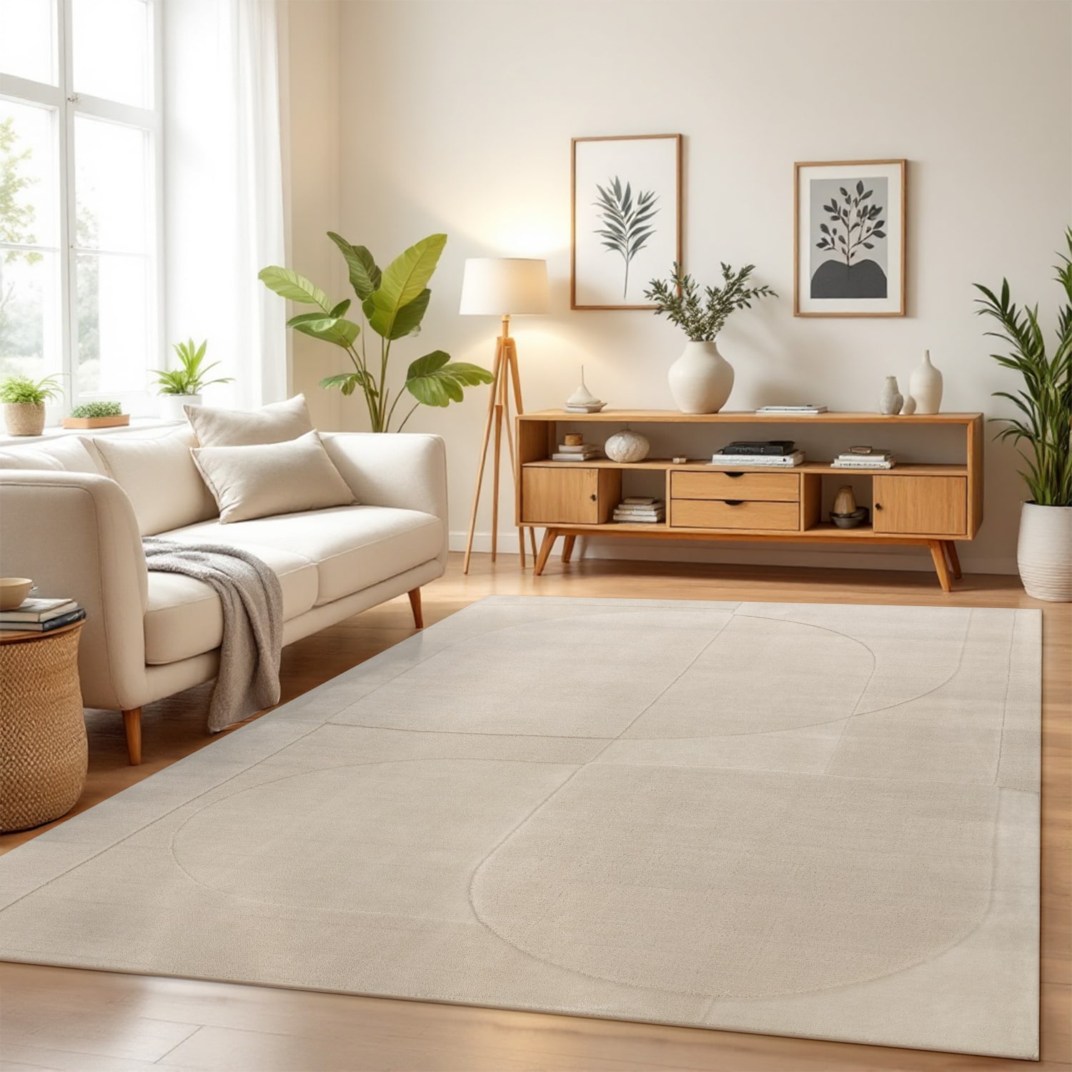 Moderner-Teppich Osaka Creme