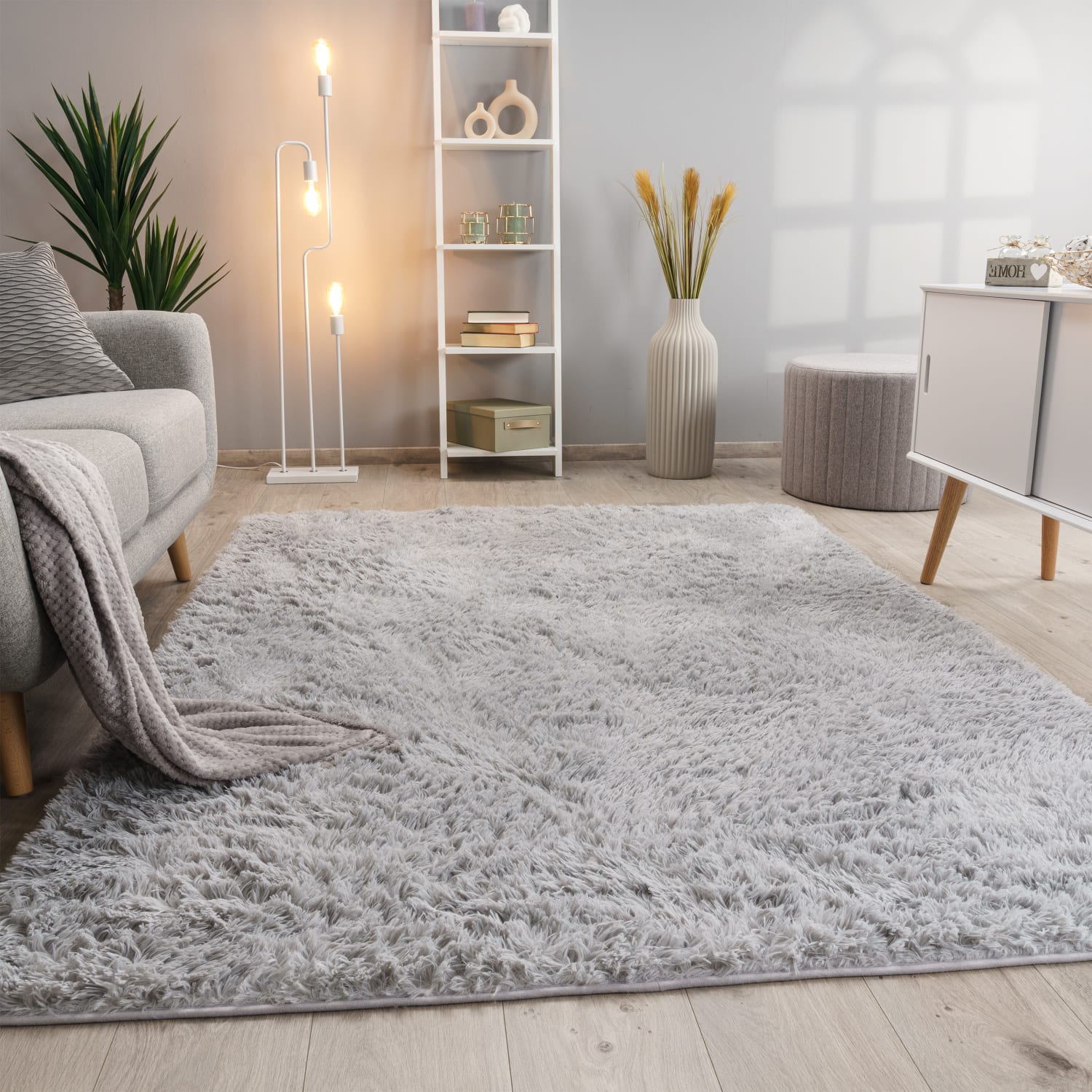 Hochflorteppich Silky Silber