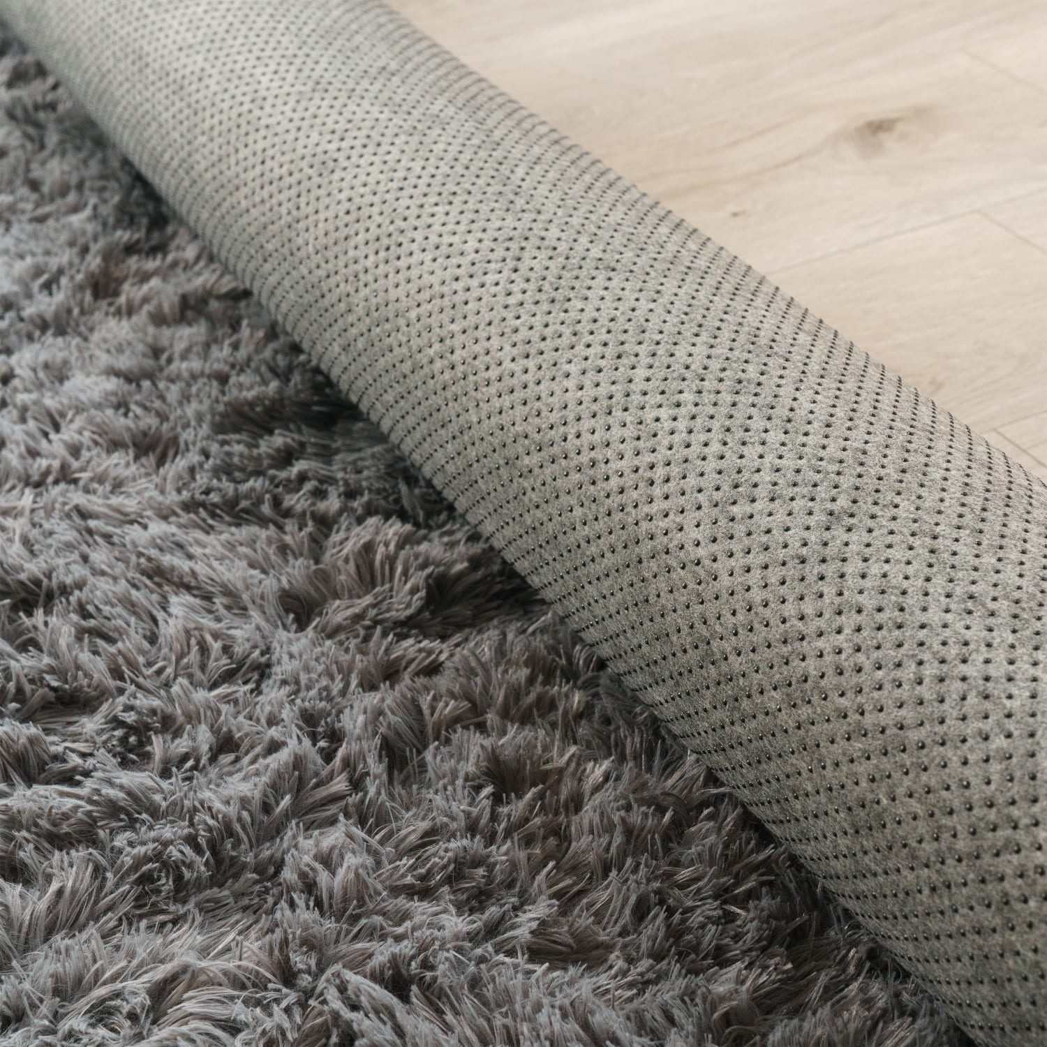 Hochflorteppich Silky Grau