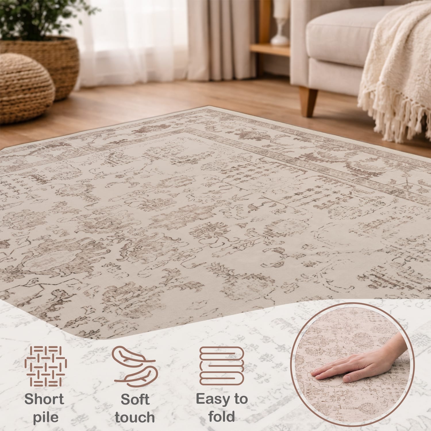 Teppich waschbar Semer Beige