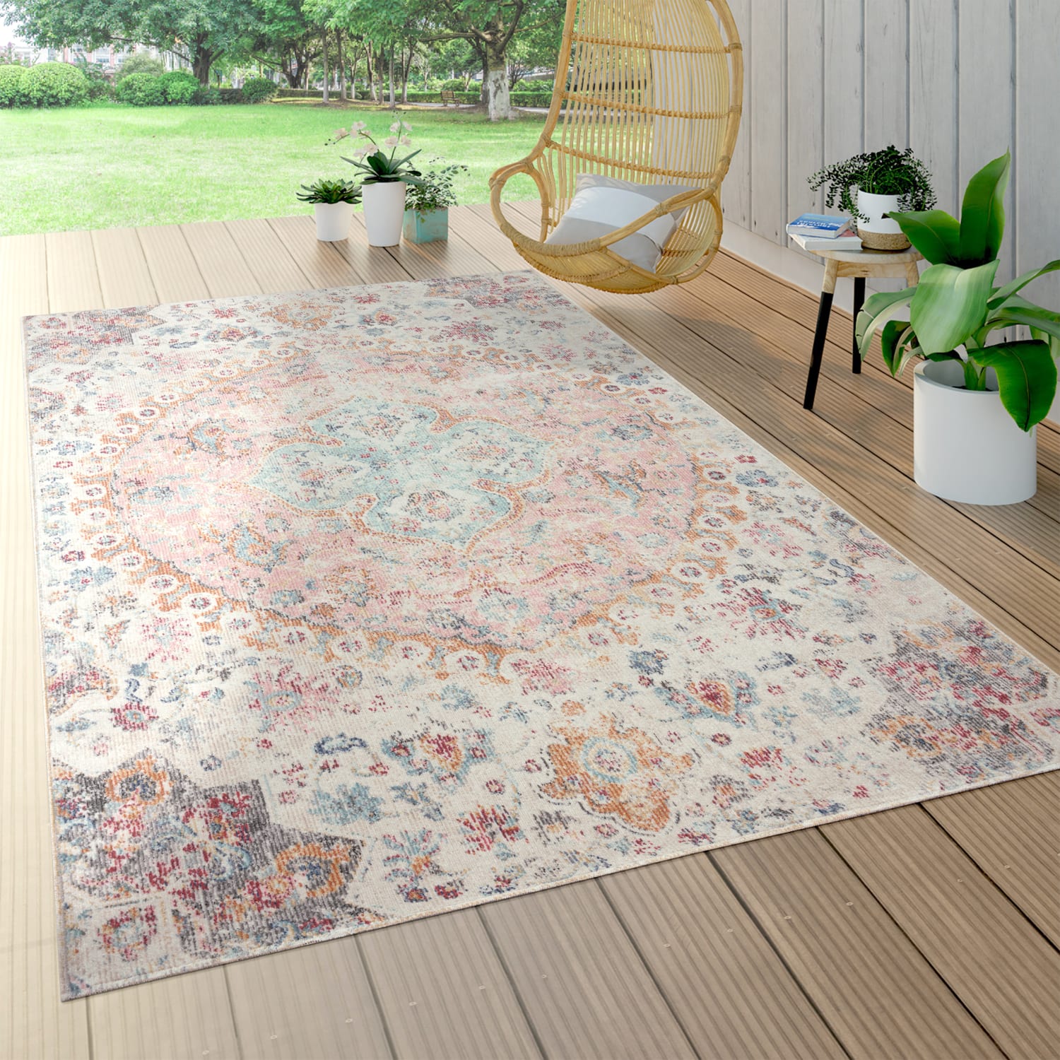 In- & Outdoor-Teppich Torres Creme-Pink