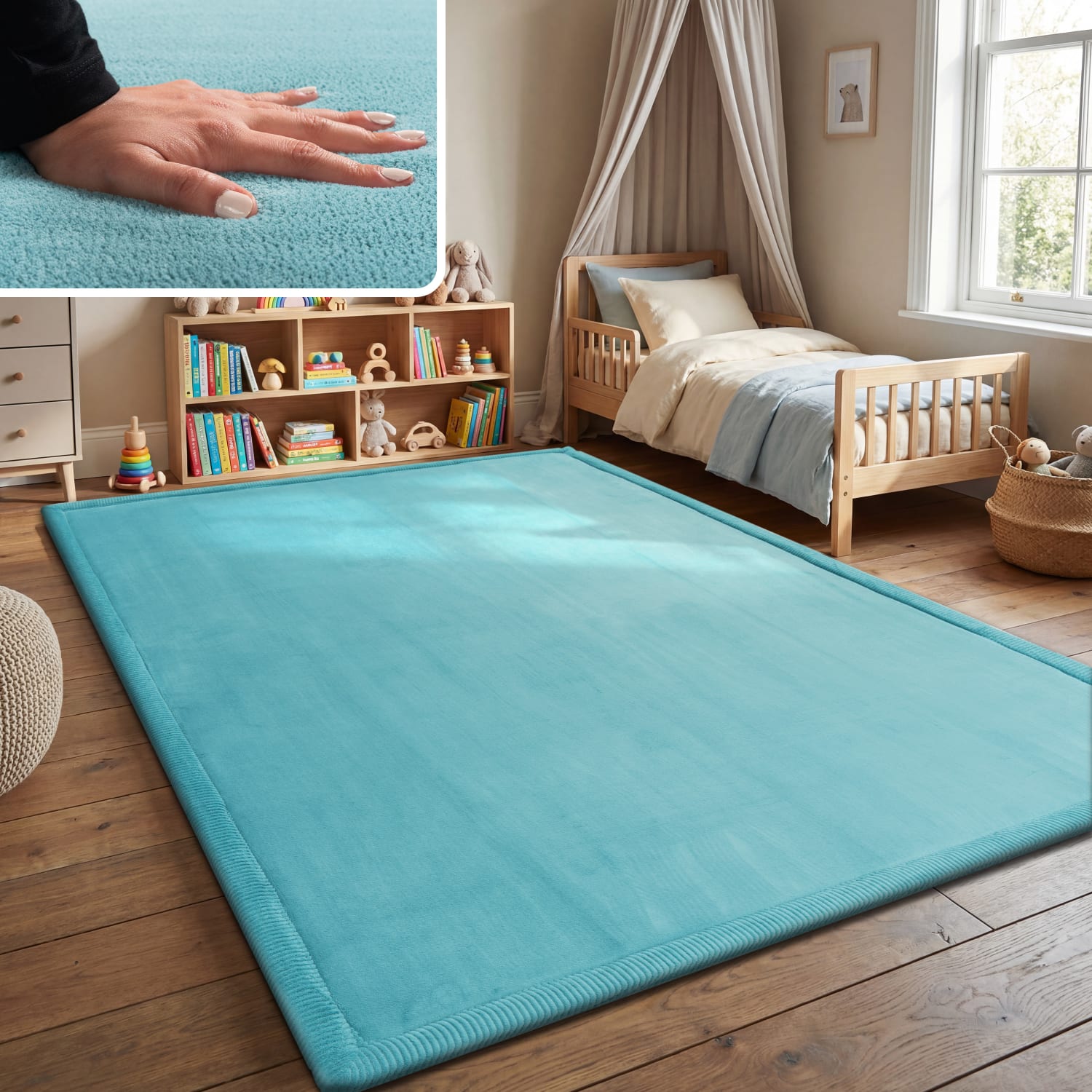 Kinderteppich waschbar Tatami Blau