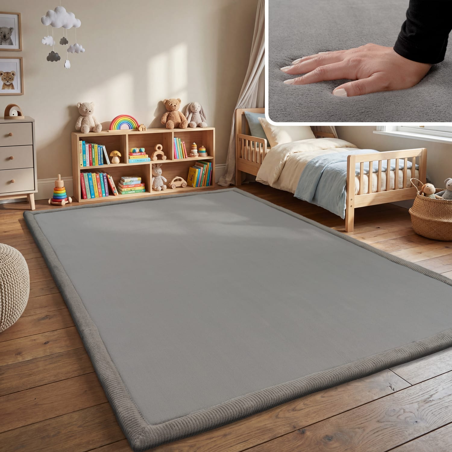 Kinderteppich waschbar Tatami Grau