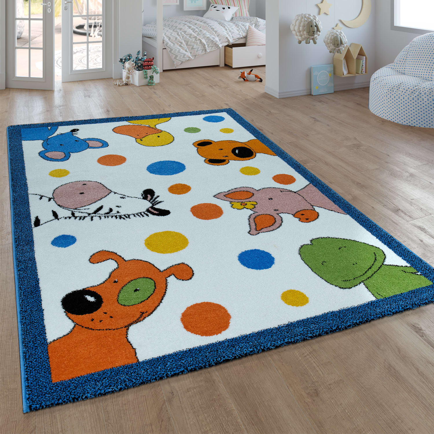 Kinder-Teppich Lieben Sieben Weiß