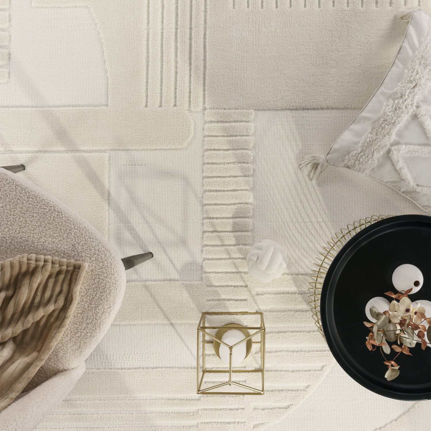 Moderner-Teppich Girit Creme