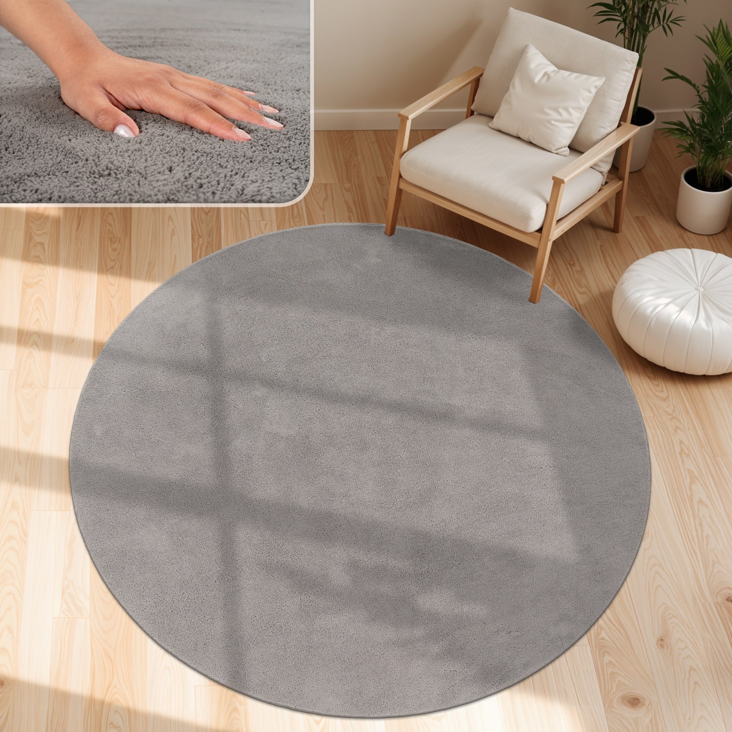 Teppich Cadiz | Grau | 200 cm rund