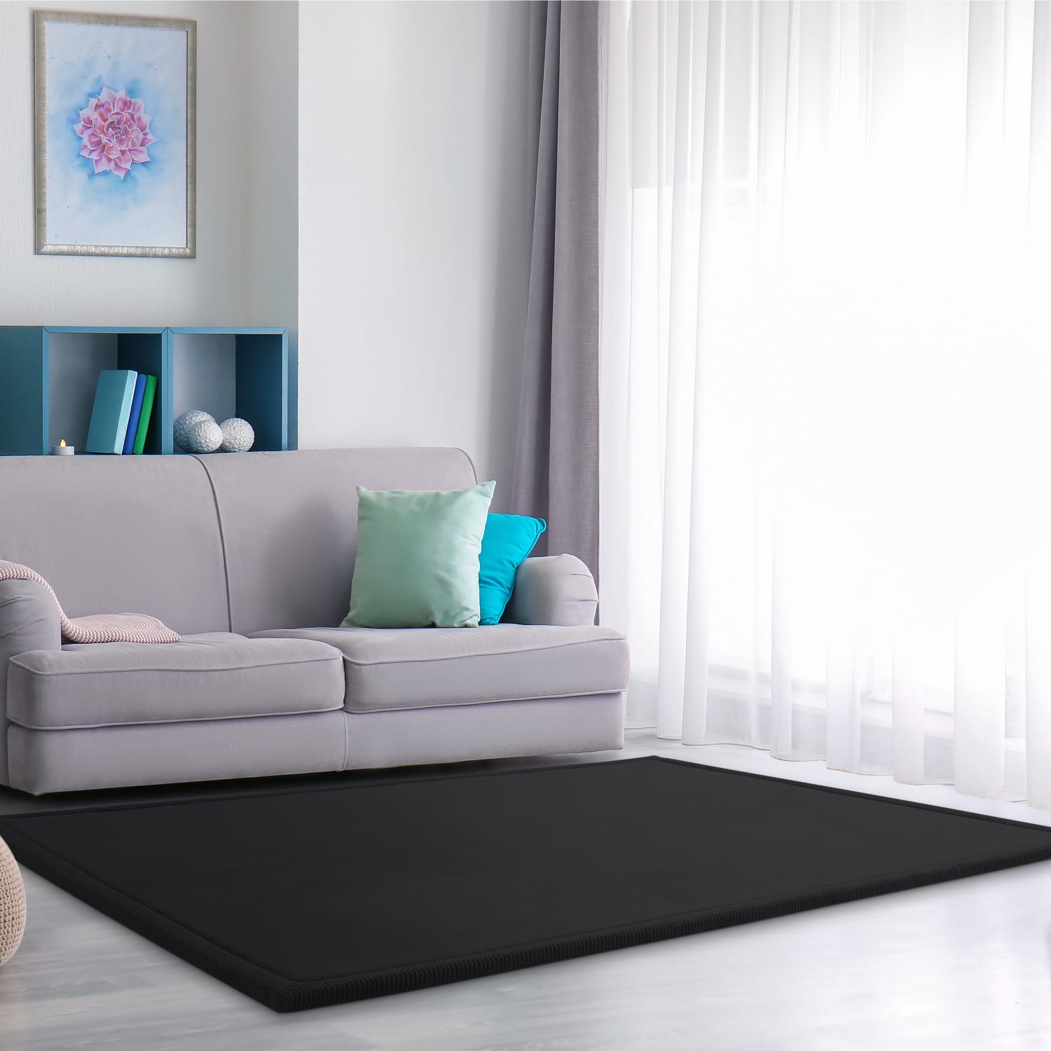 Kinderteppich waschbar Tatami Schwarz