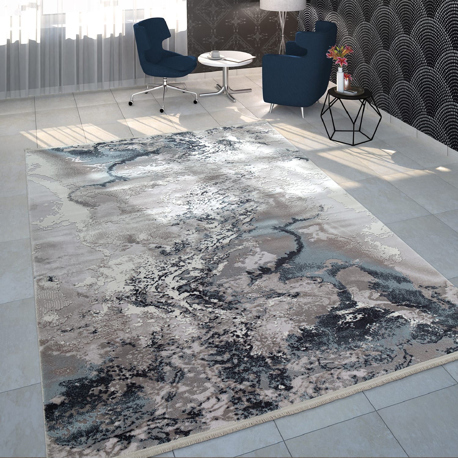 Vintage Teppich Teha Blau