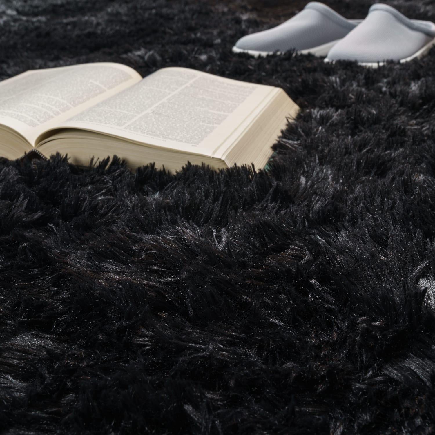 Hochflorteppich Silky Schwarz