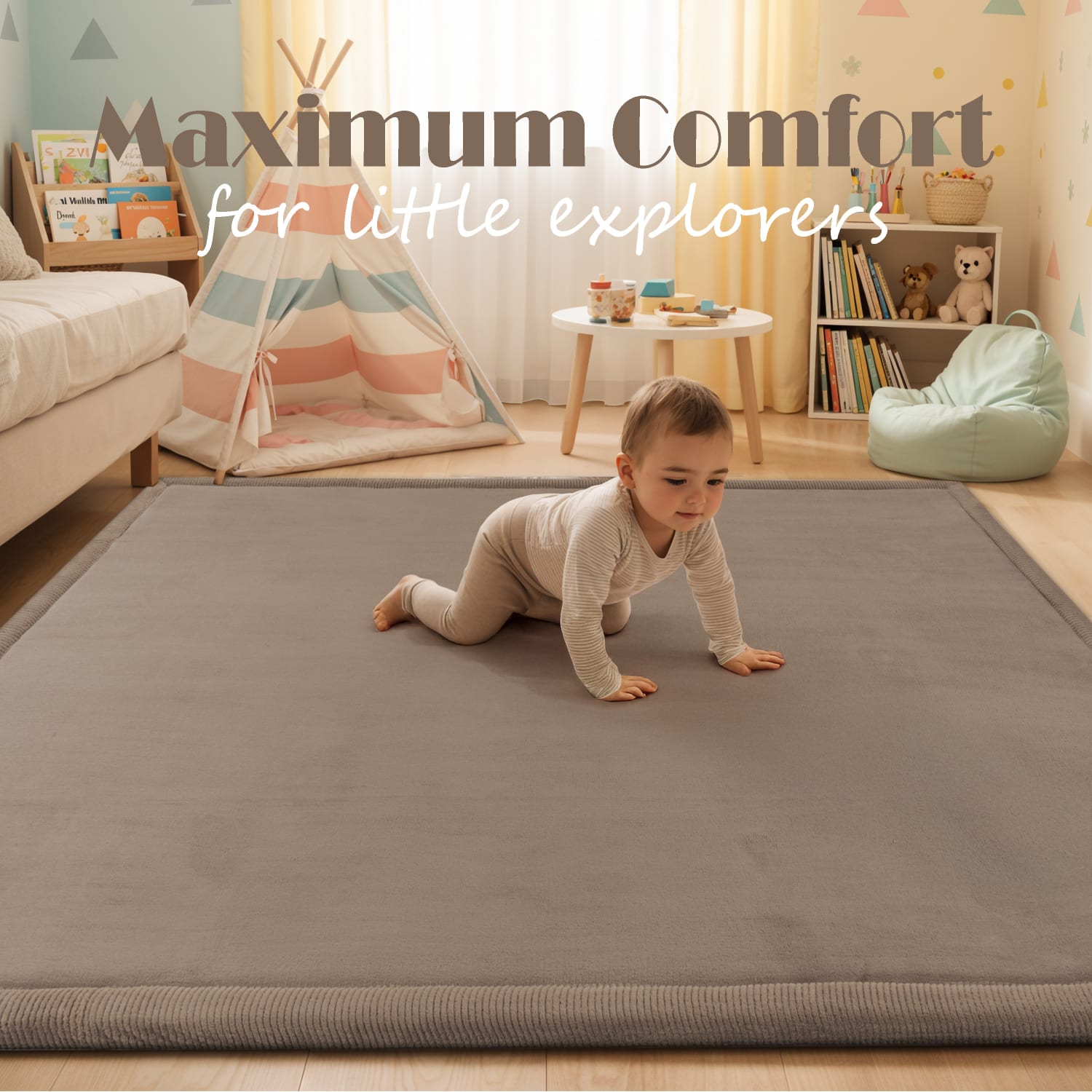 Kinderteppich waschbar Tatami Beige