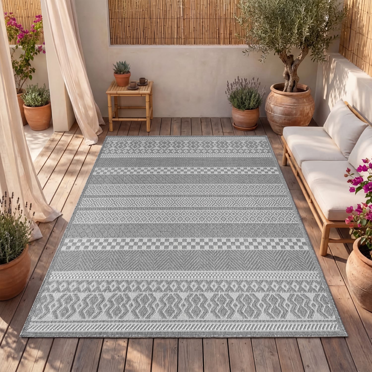 In- & Outdoor-Teppich Vermont Weiß-Grau