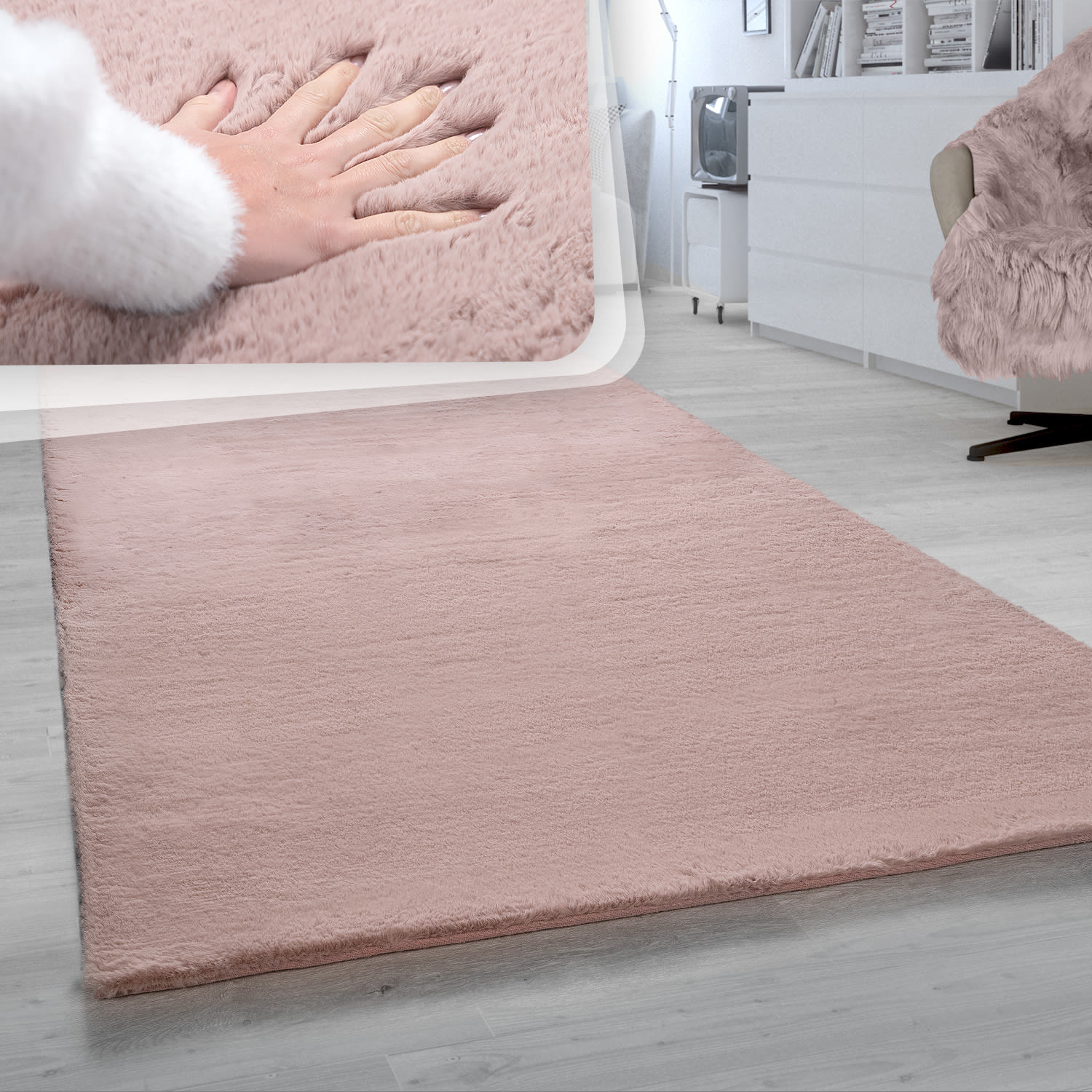Fell-teppich Rabbit | Pink | 140x200 cm