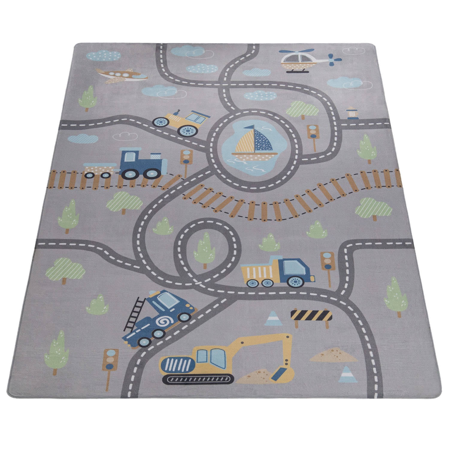 Kinderteppich waschbar Chicos Grau