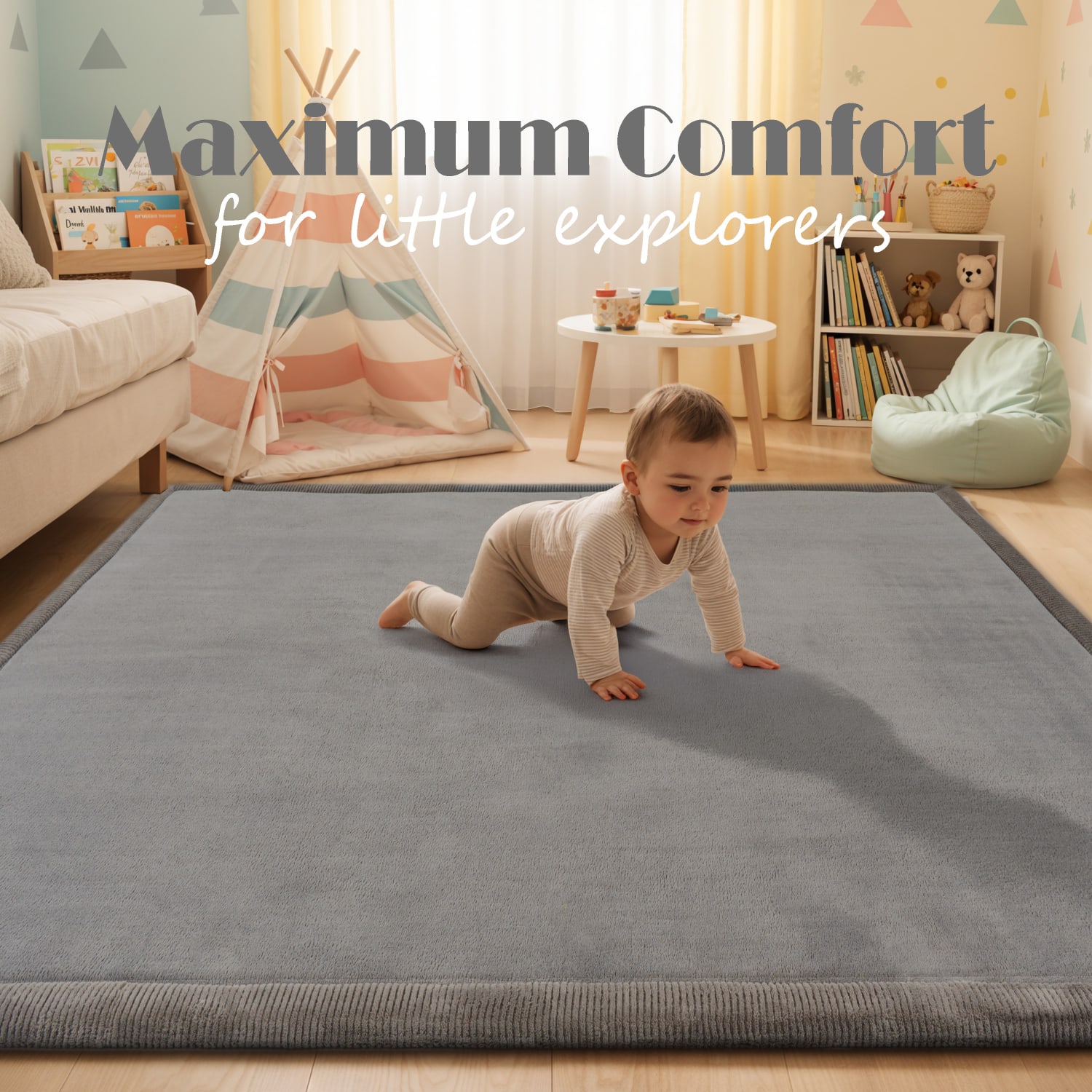 Kinderteppich waschbar Tatami Grau