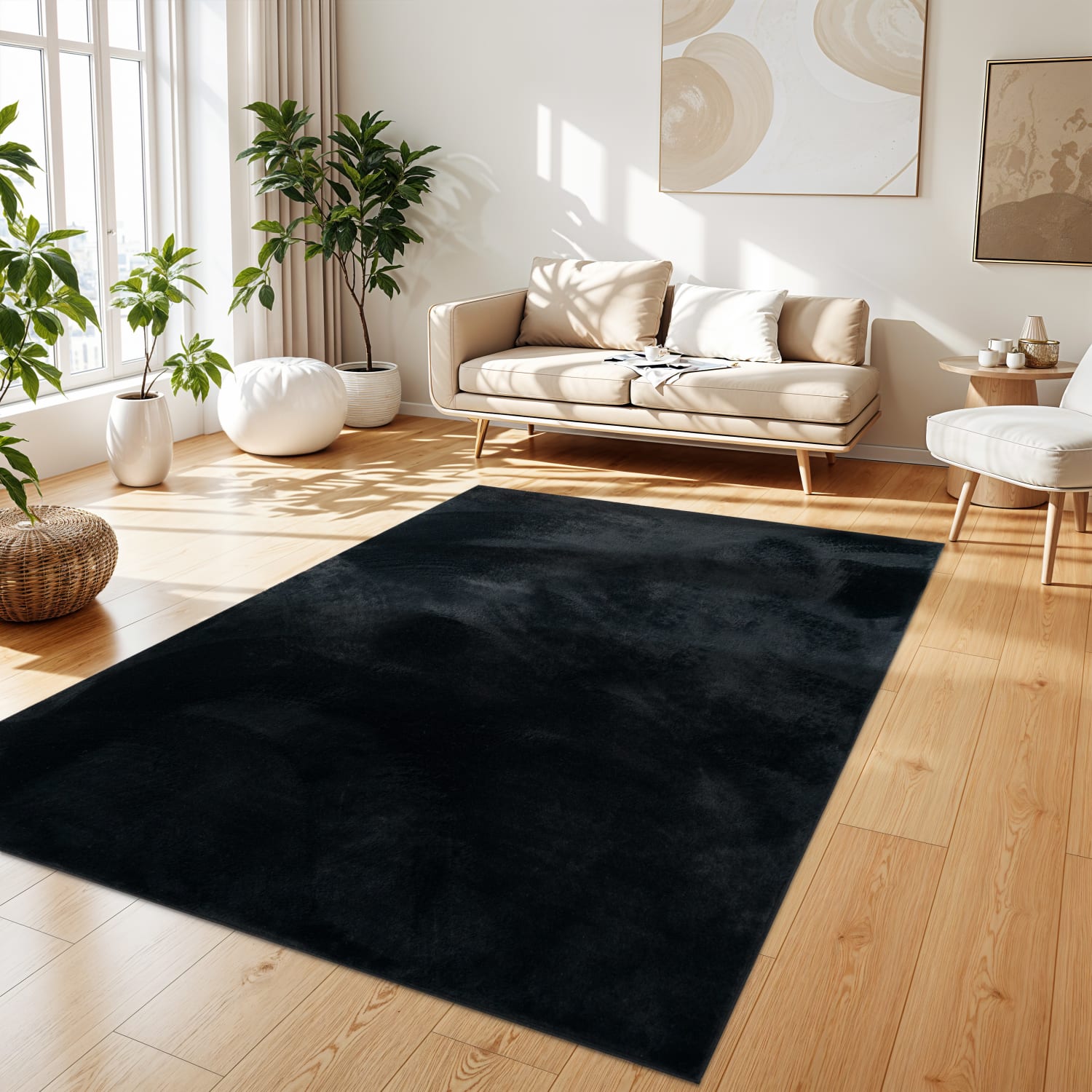 Flauschteppich Soft Schwarz