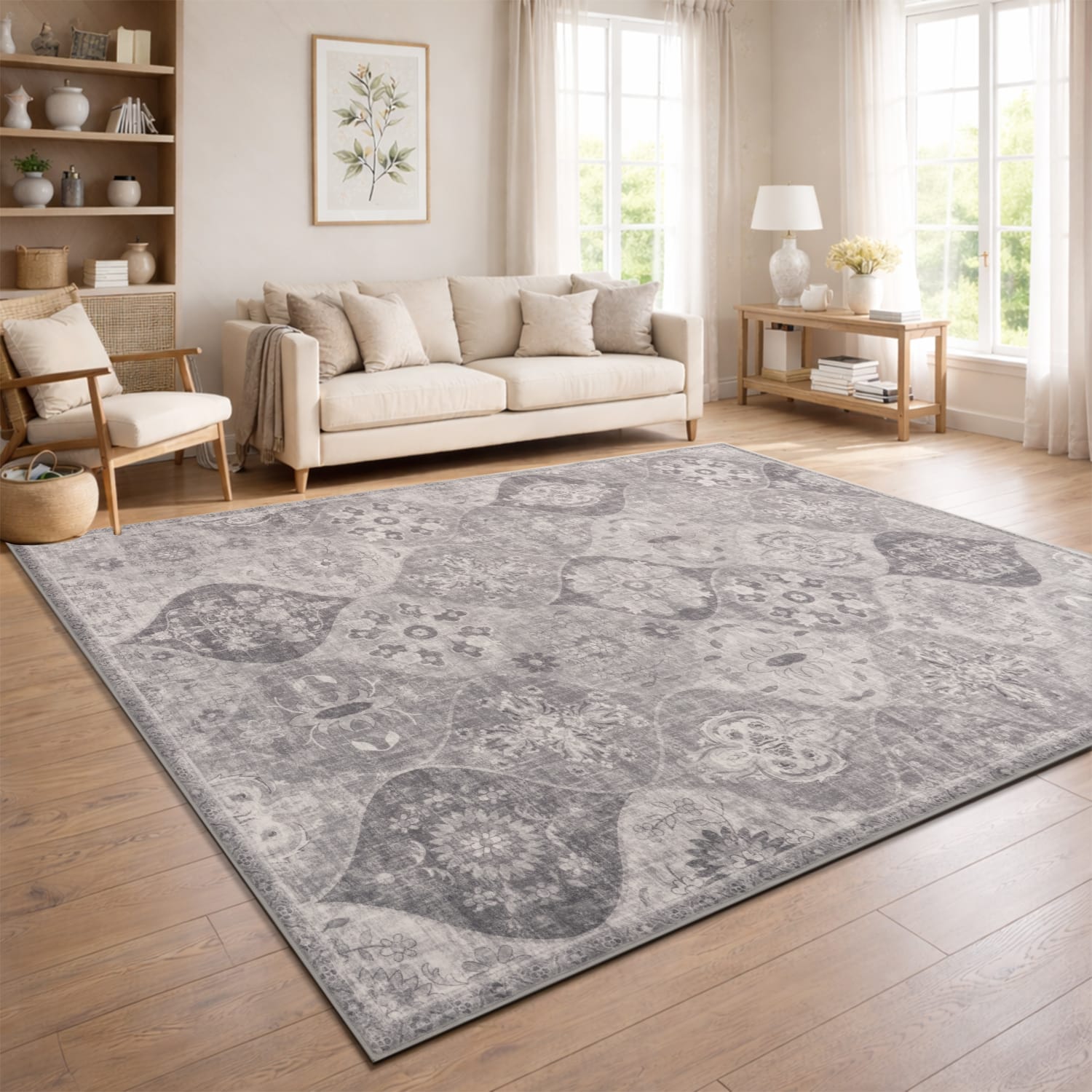 Teppich waschbar Semer | Grau | 240x340 cm