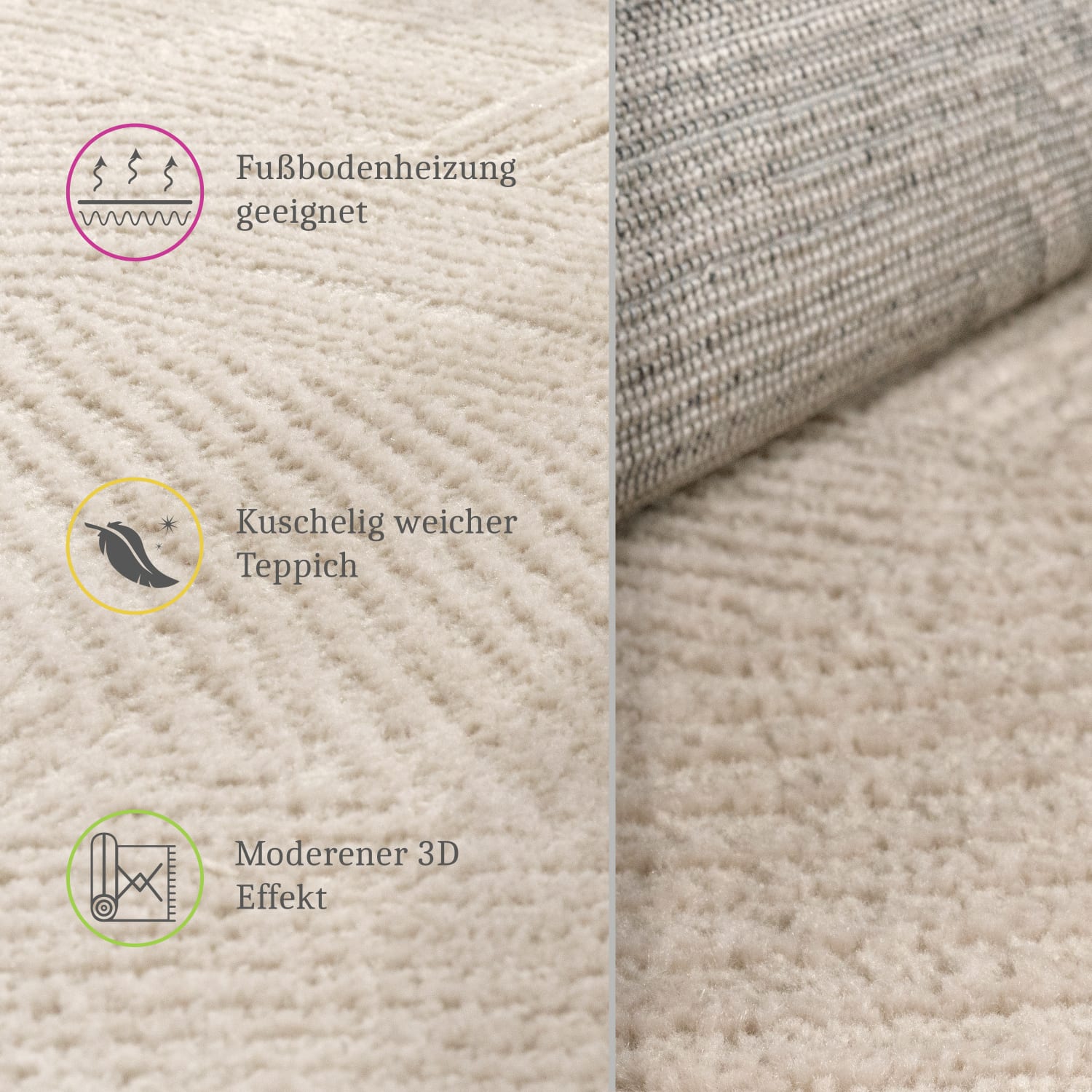 Moderner-Teppich Tinos Beige