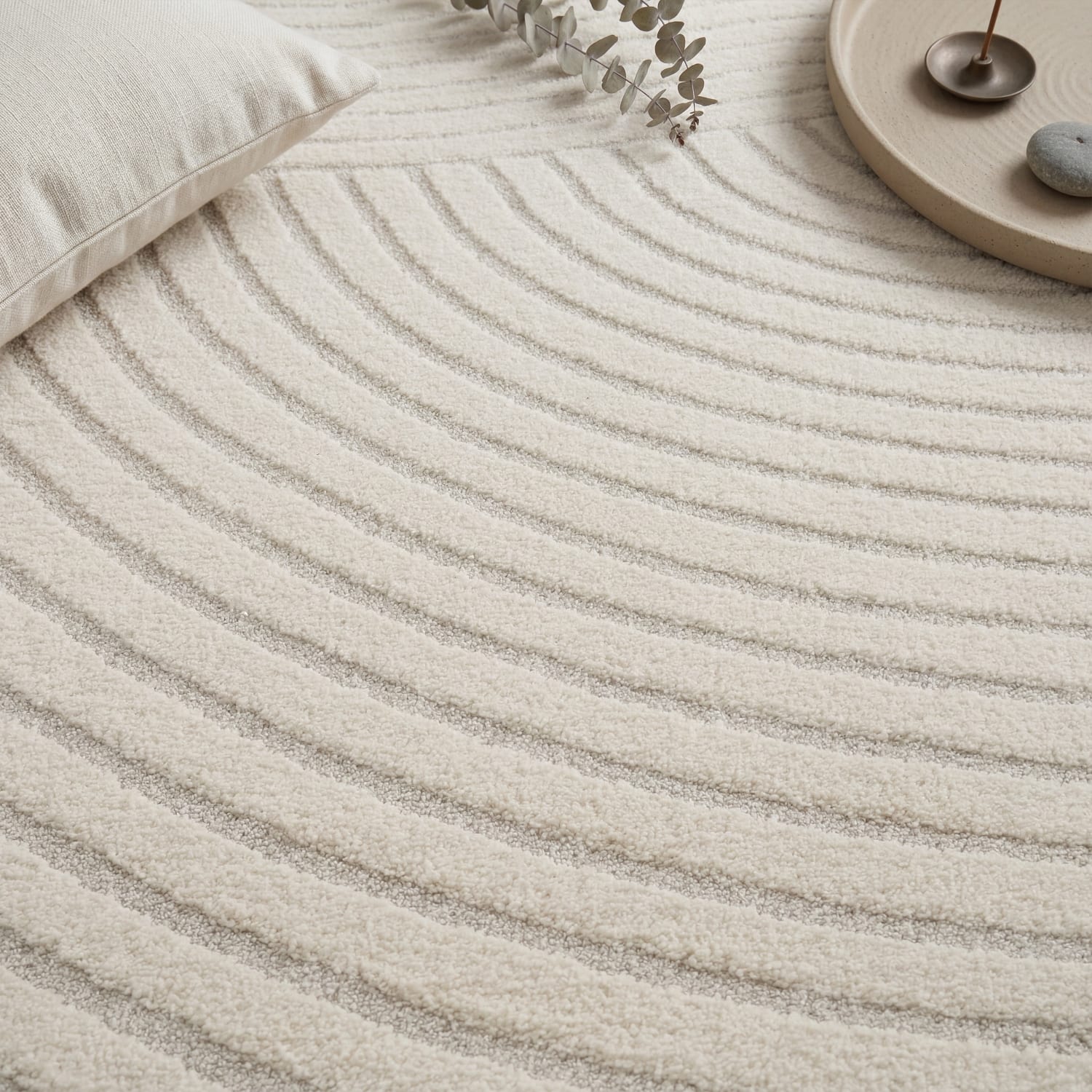 Moderner-Teppich Aura Creme