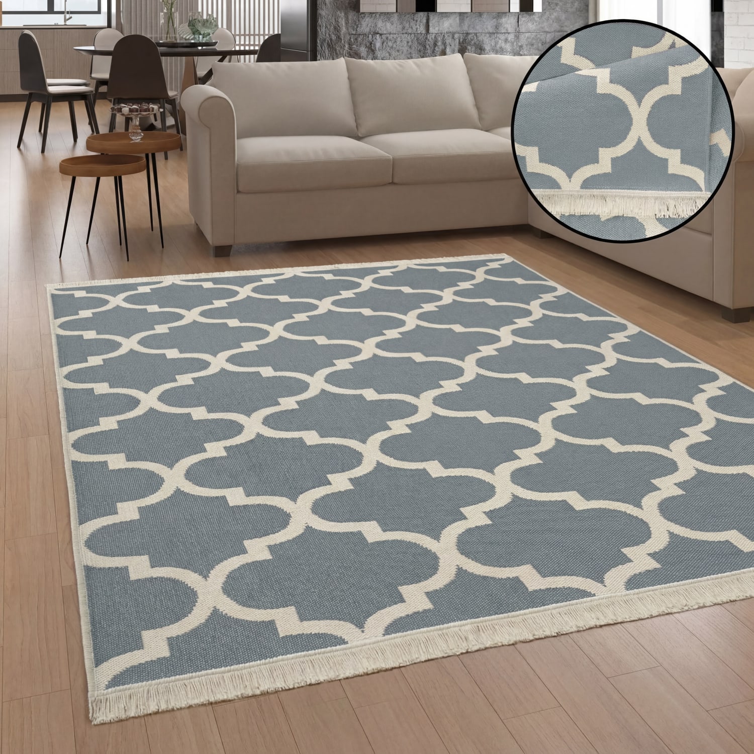 Wendbarer Teppich Skandi Kilim Grau