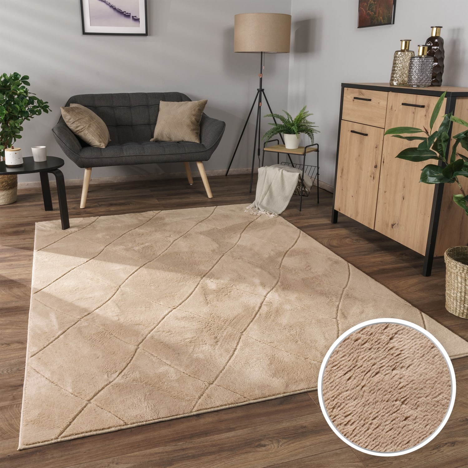 Teppich waschbar Utrecht | Beige | 80x150 cm