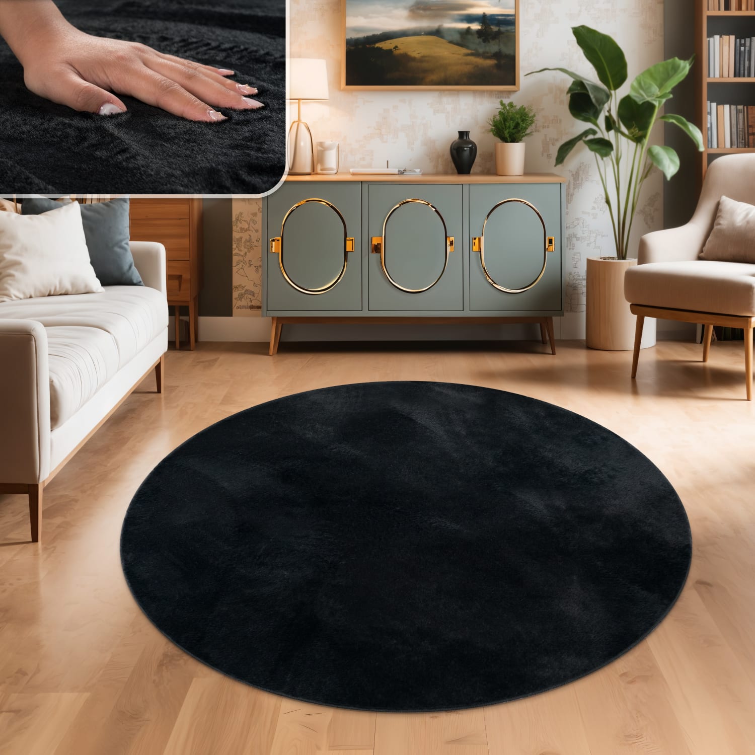 Flauschteppich Soft Schwarz