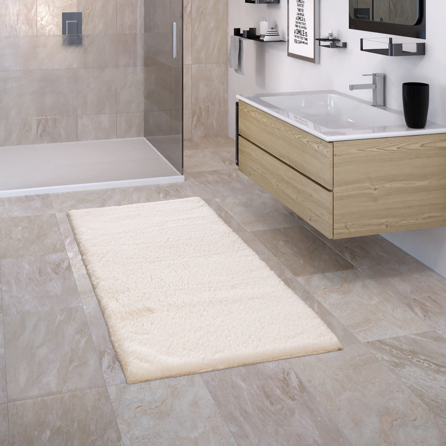 Paco Home Badematte Comfy 340, Höhe 25 mm, rutschhemmend beschichtet, fußbodenheizungsgeeignet, Polyester, rechteckig, Badteppich, Soft-Touch-Oberfläche, besonders weich & flauschig