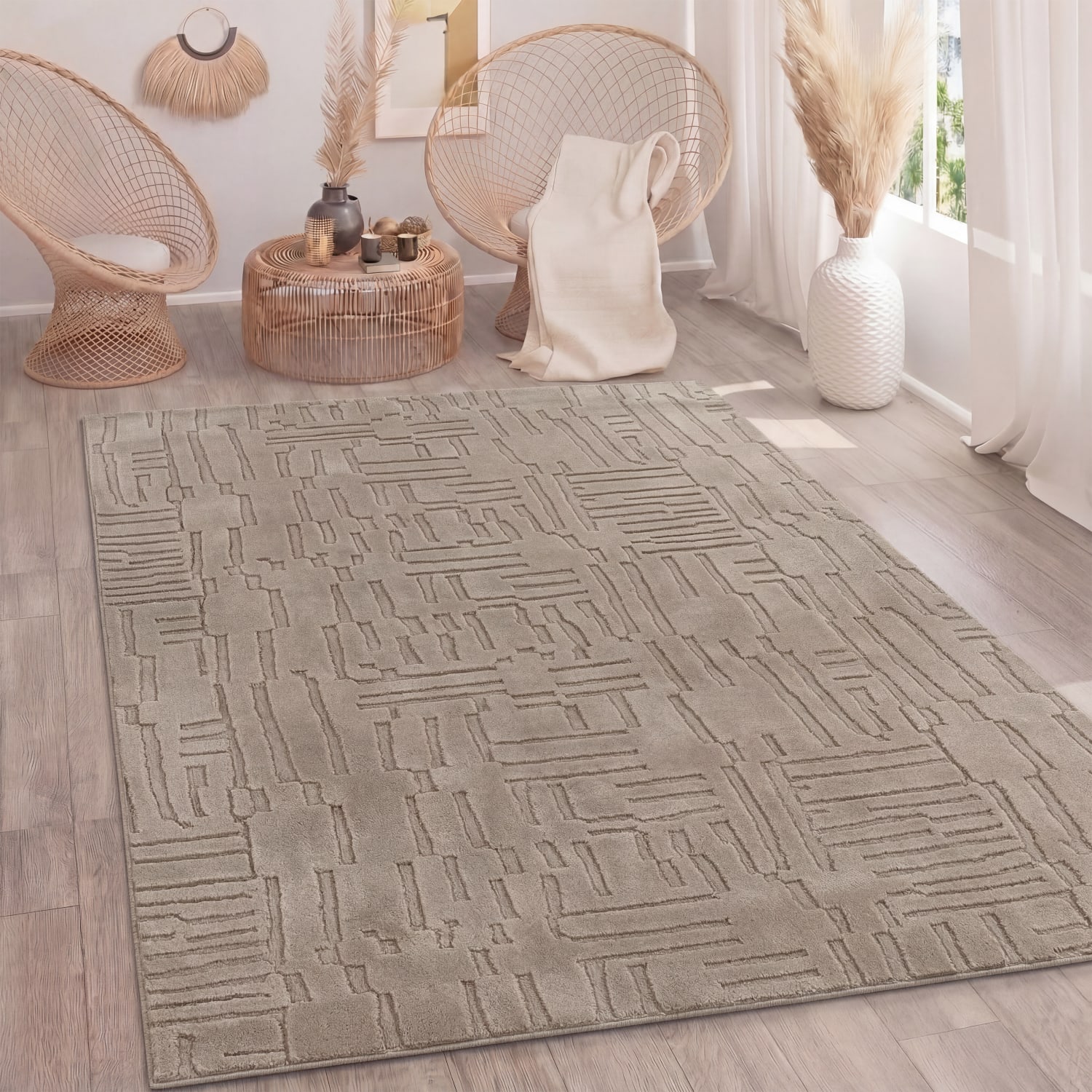 Moderner-Teppich Tokio Taupe