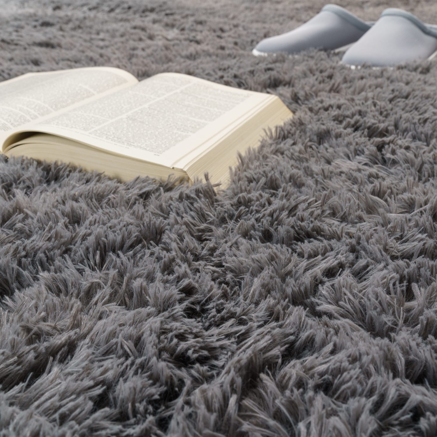 Hochflorteppich Silky Grau
