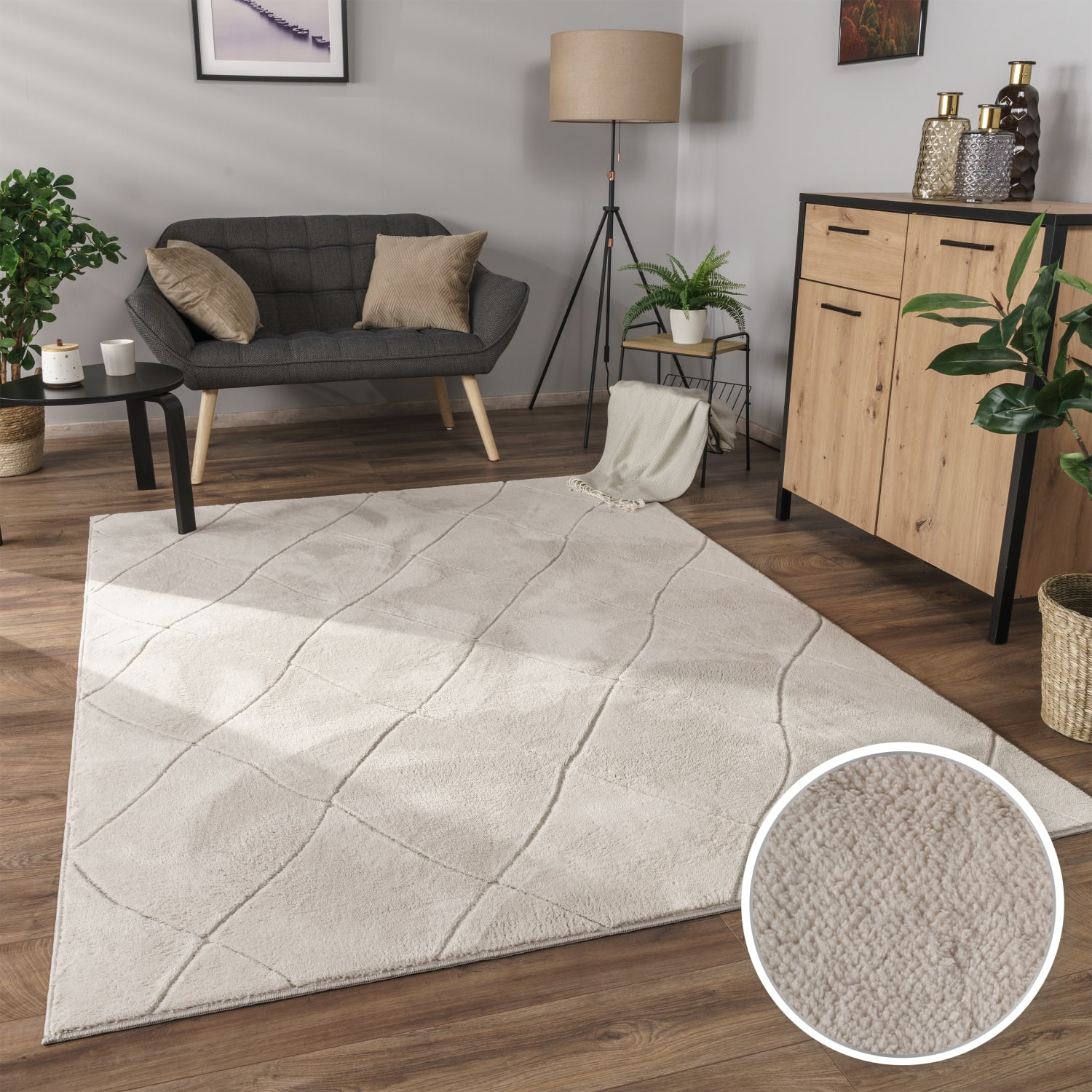 Teppich waschbar Utrecht | Creme | 80x150 cm