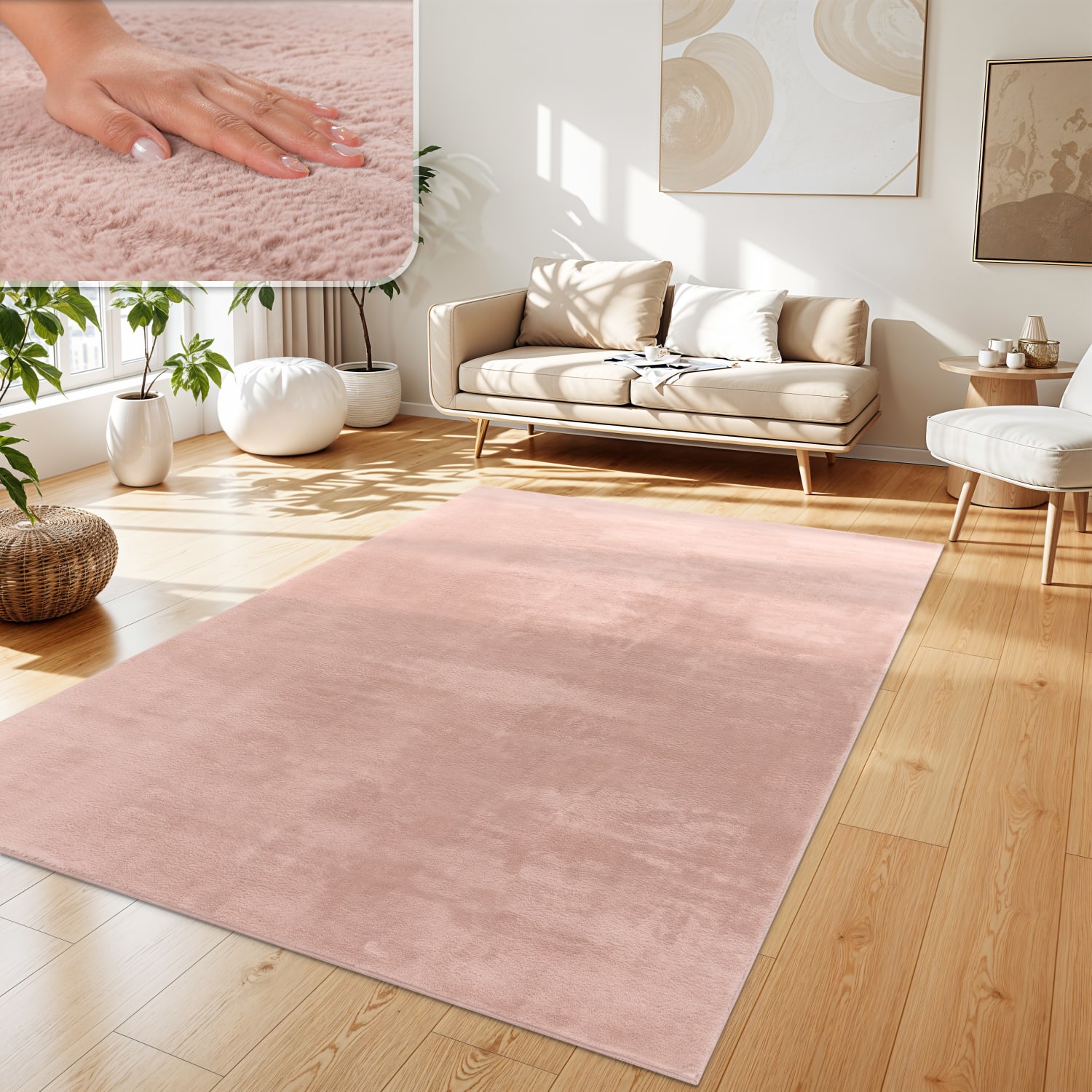 Flauschteppich Soft Pink