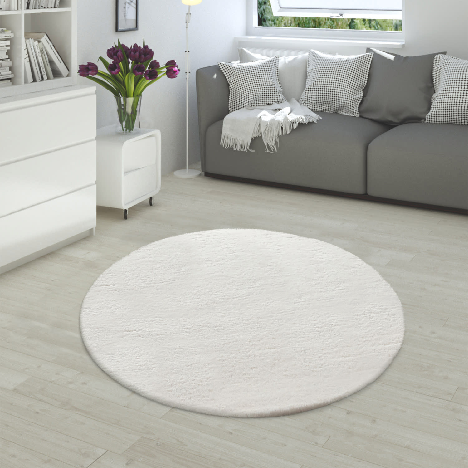 Fell-teppich Rabbit | Creme | 200 cm rund