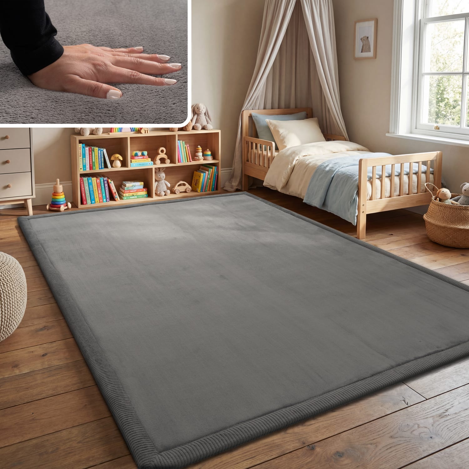 Kinderteppich waschbar Tatami Anthrazit