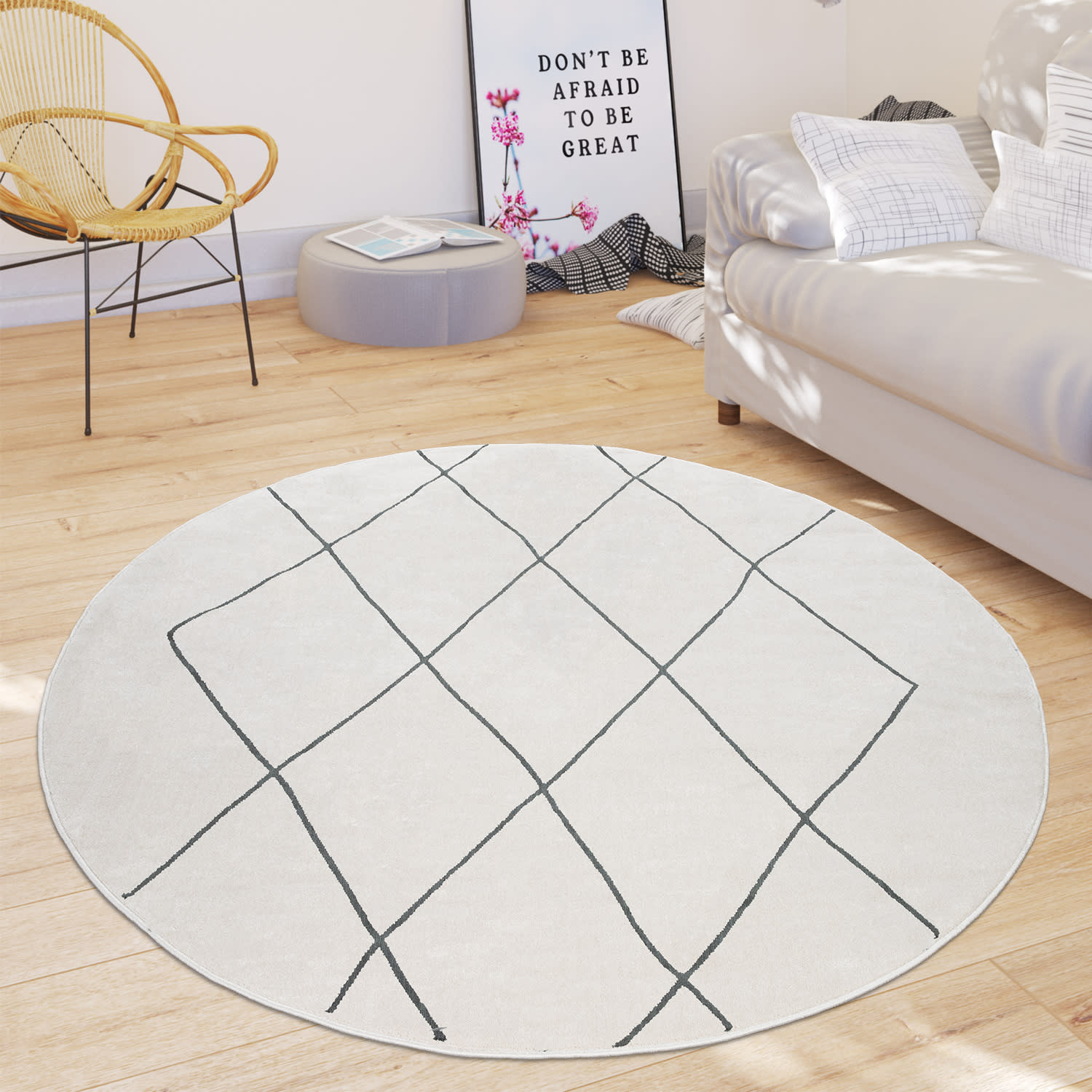 Teppich Haral | Weiß | 200 cm rund