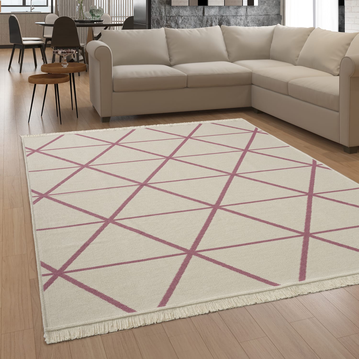 Wendbarer Teppich Skandi Kilim Pink