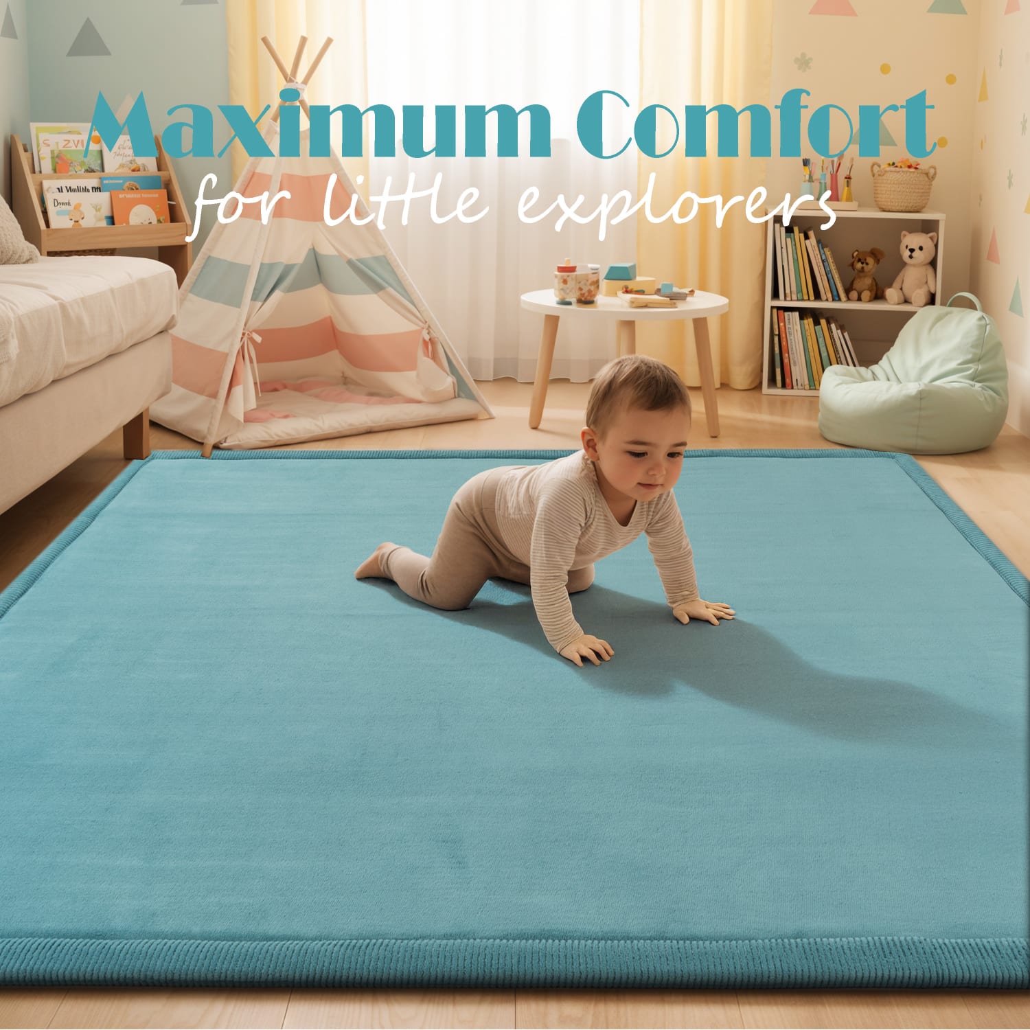 Kinderteppich waschbar Tatami Blau